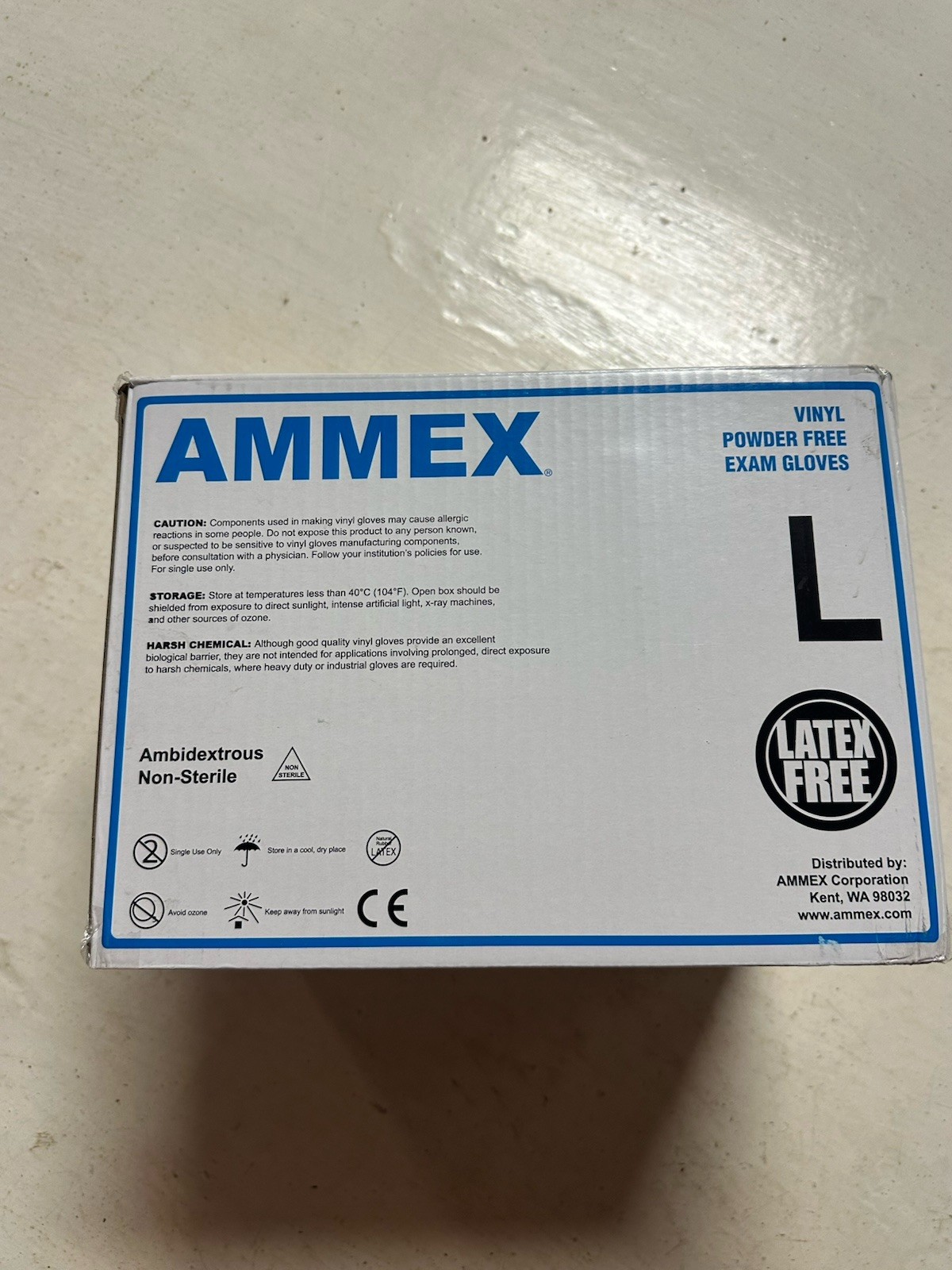 1000 (10 Boxes) AMMEX L Large Professional Vinyl Exam Gloves Latex Powder Free