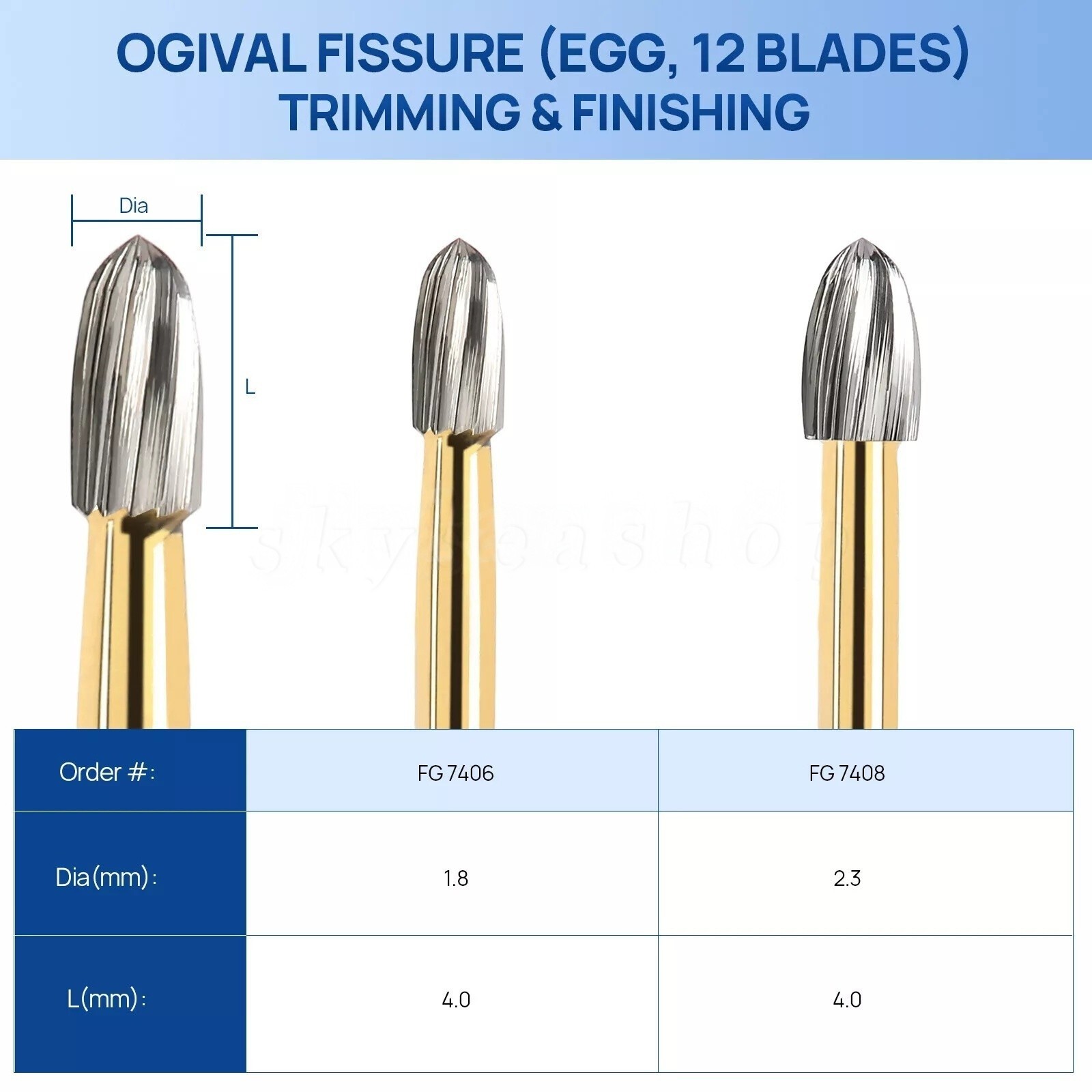 Dental Orthodontic Trimming and Finishing Carbide Burs Need Egg for HP, 5/10PCS