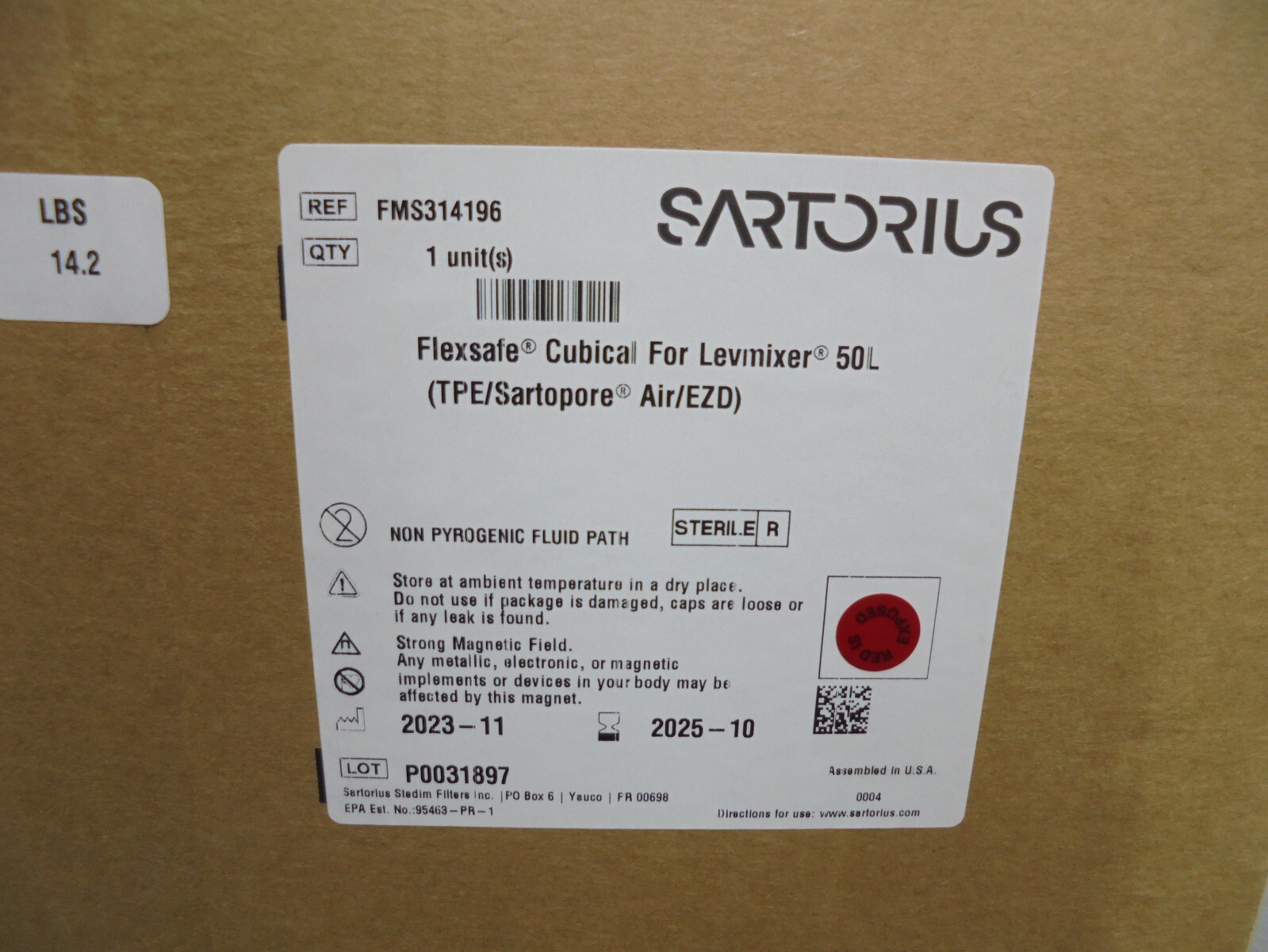Sartorius FMS314196 Flexsafe Cubical for Levmixer 50L (TPE/Sartopore Air/EZD)