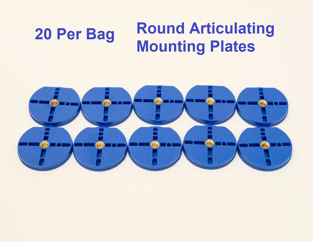 Dental Lab Plastic Disposable Round Articulating Mounting Plates Blue Bag of 20