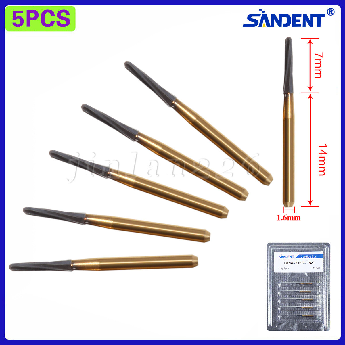 5PCS Dental Endodontic ENDO-Z Tungsten Carbide Burs FG Round Bur High Speed 21mm
