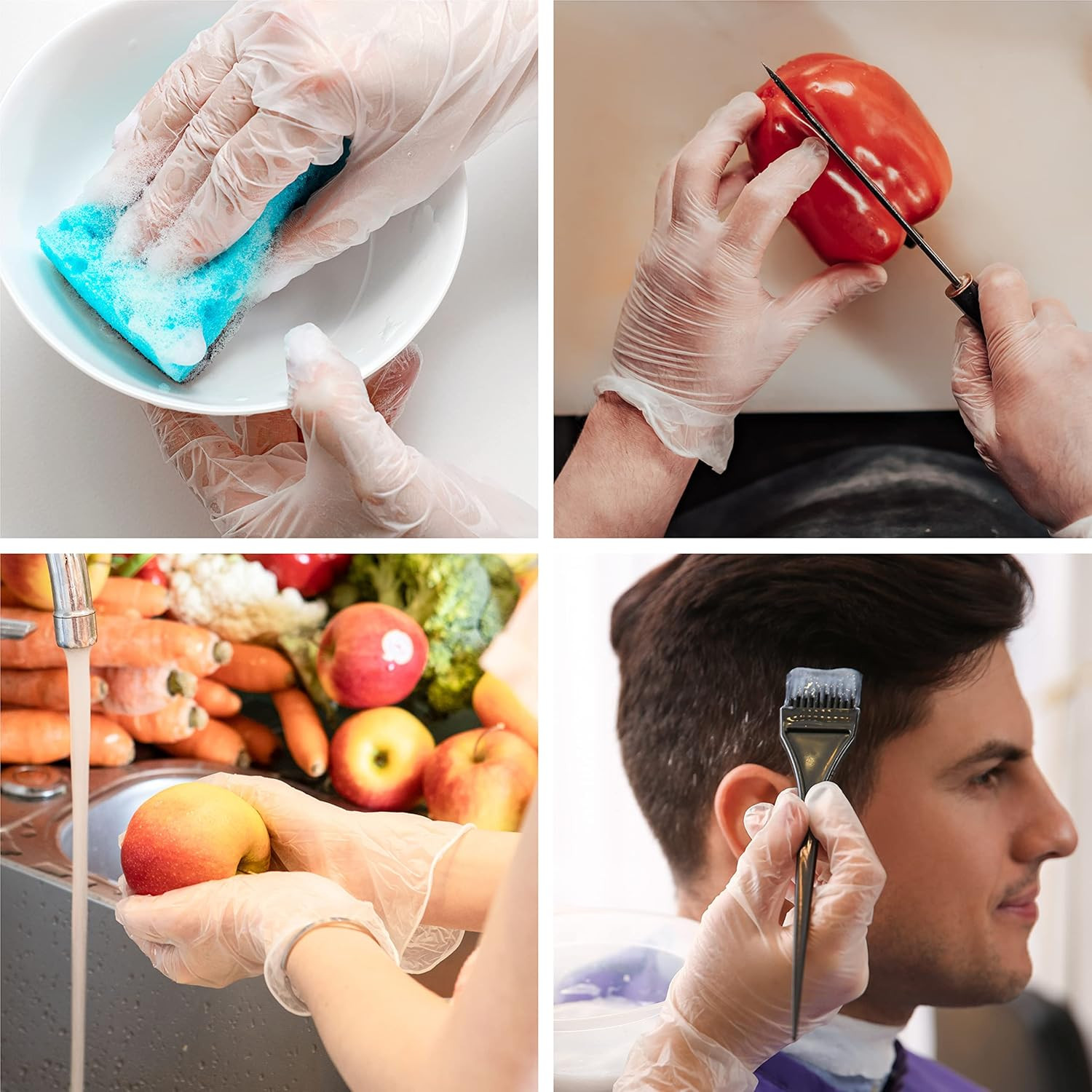 OKIAAS Disposable Gloves M, Food Safe | Latex-Free and Powder-Free Clear Vinyl G
