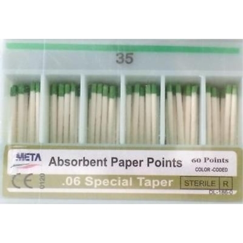 META ABSORBENT PAPER POINTS – .06 SPECIAL TAPER – #40 COLOR CODED – 60/PACK