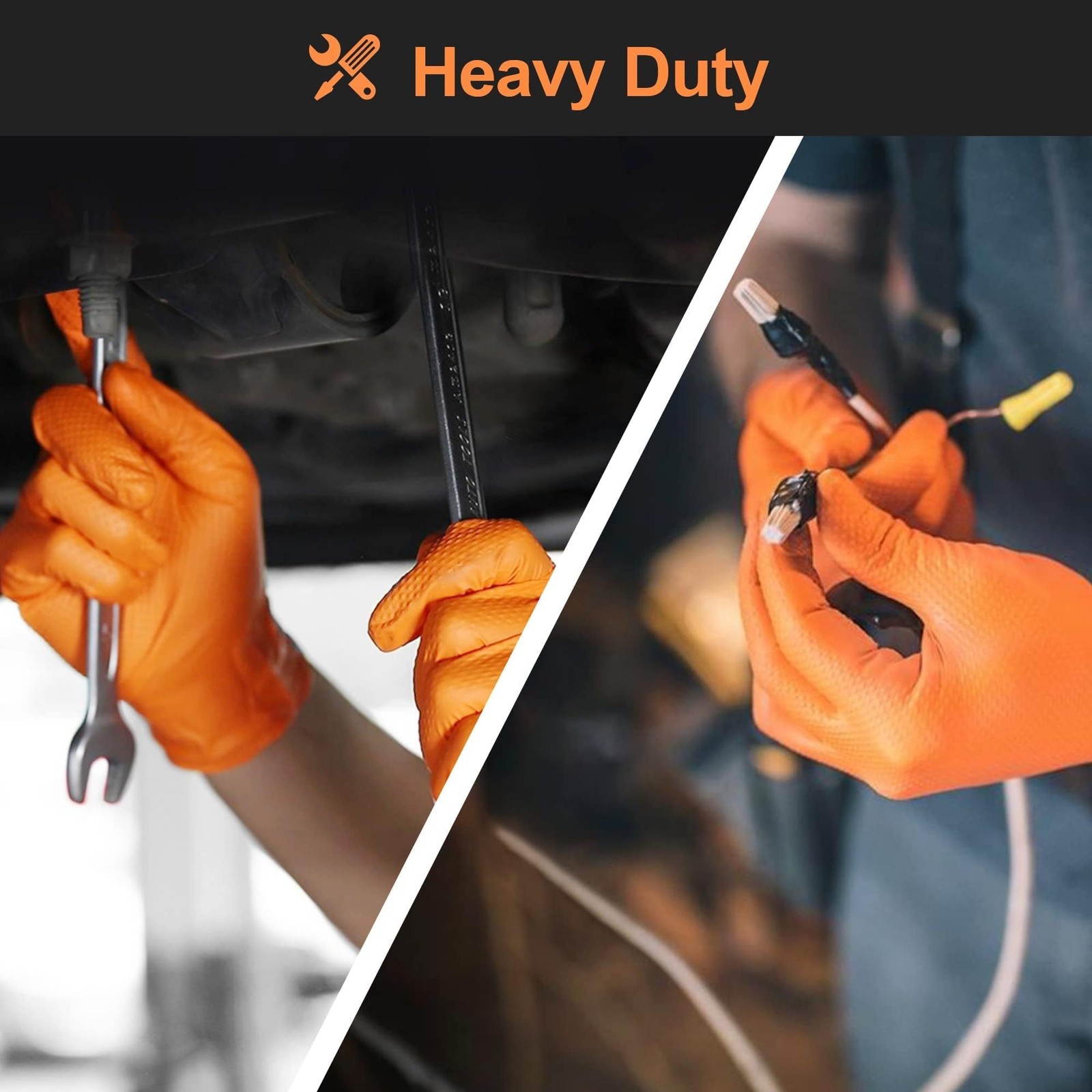 Heavy Duty Industrial Orange Nitrile Gloves, 8-mil, Gloves Disposable Latex F…