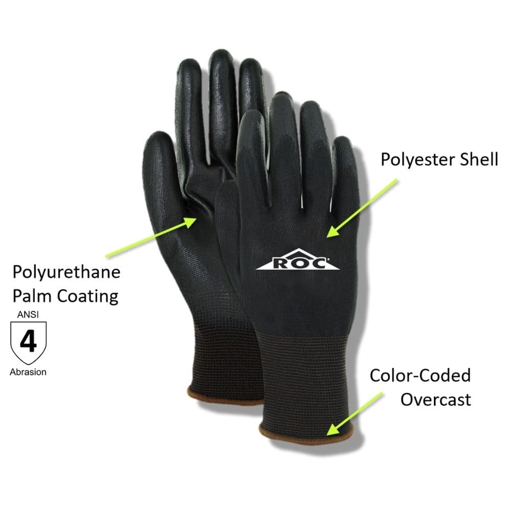 Magid Roc Lightweight Polyurethane Palm Coated Work Gloves 12 Pairs Bp169