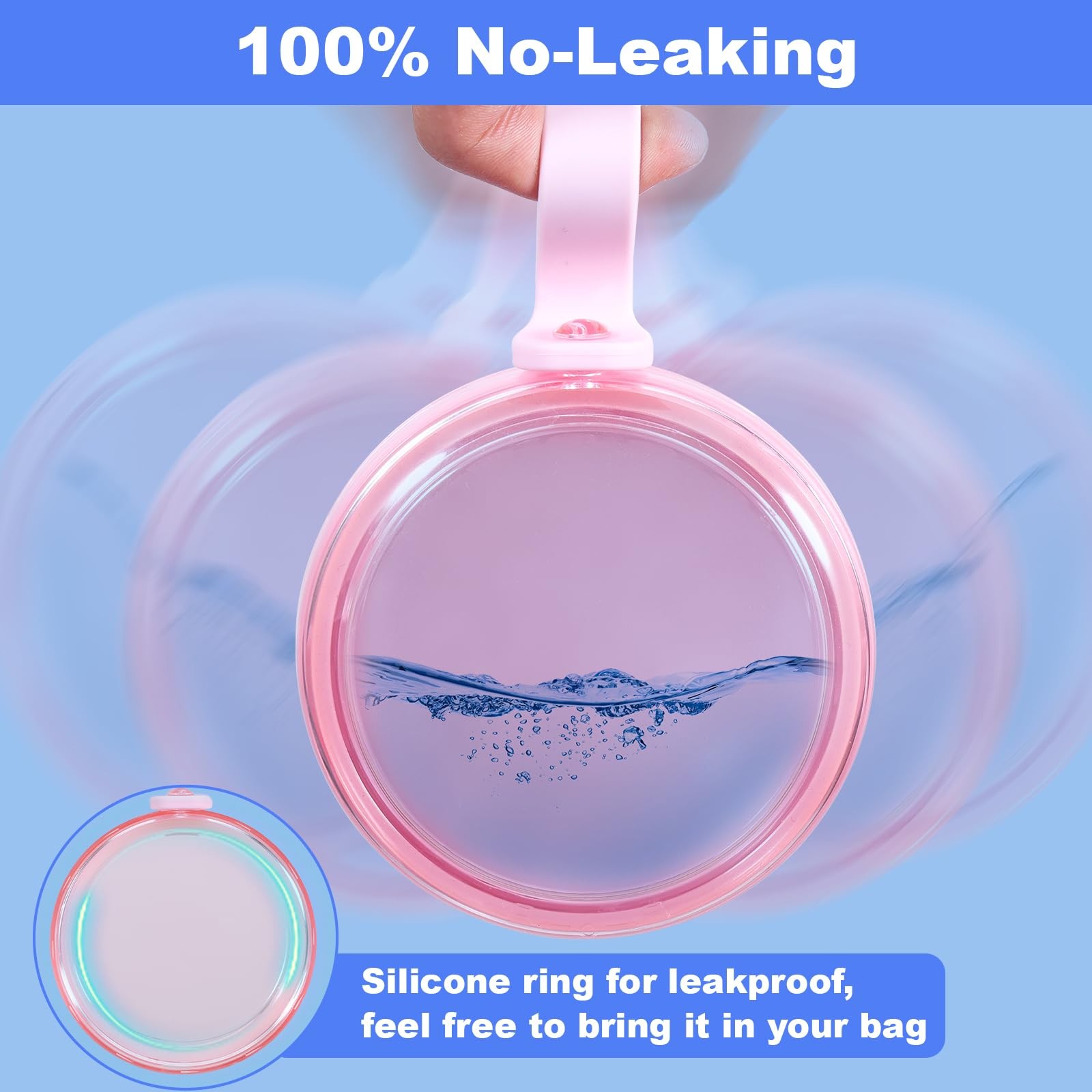 Denture Case, Leak Proof Bath Cup for Travel, Container Pink
