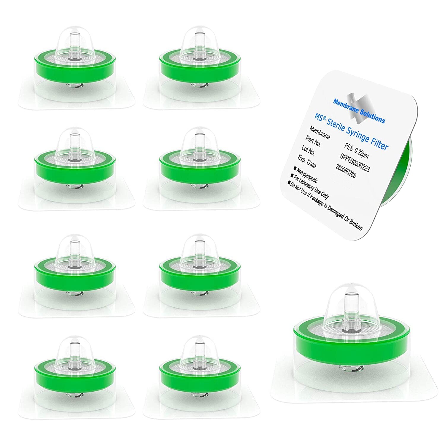 10Pcs Sterile PES Membrane Syringe Filter 33mm 0.22 Micron Chemistry Hydrophilic