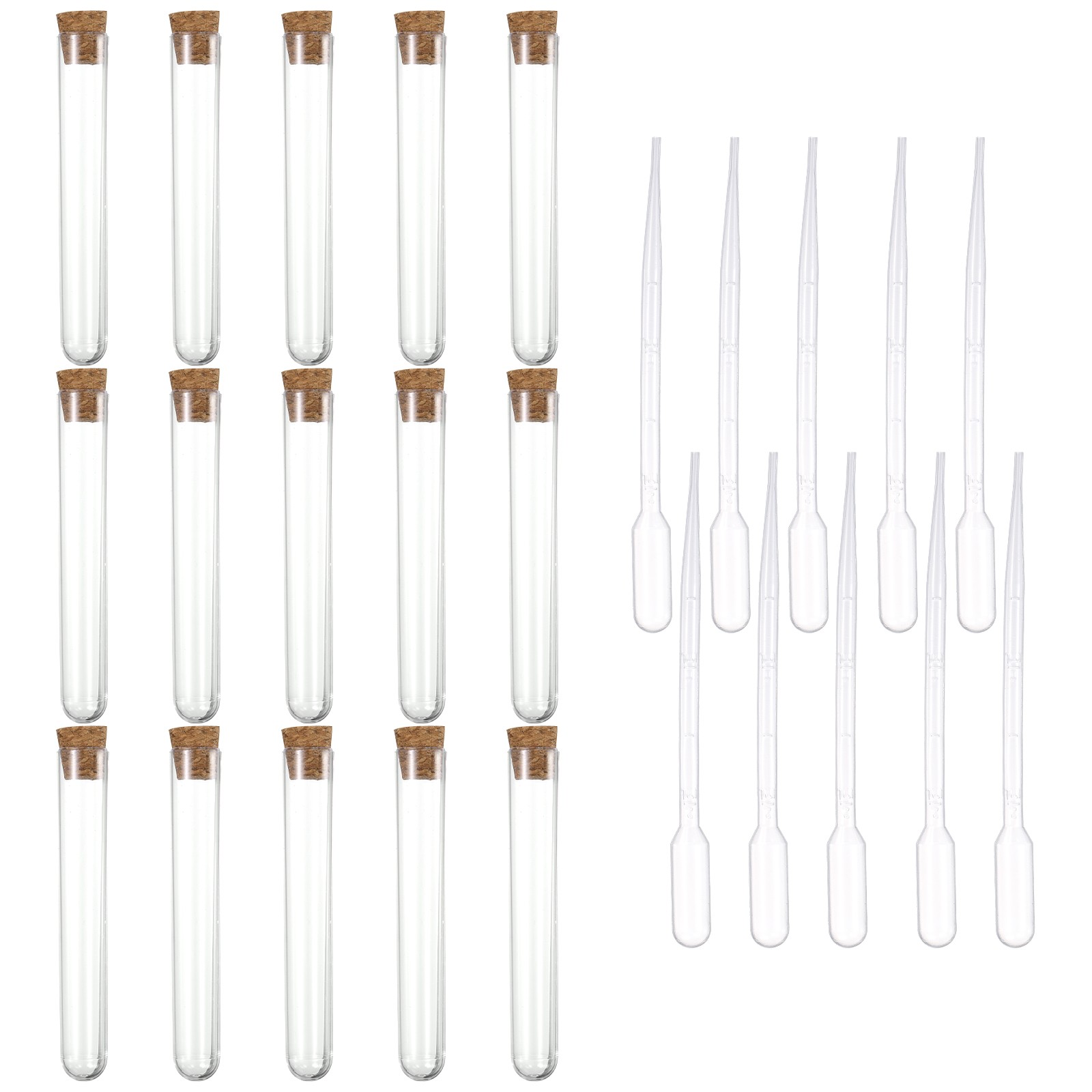 20 Pcs 13x78mm (7ml) Test Tubes with Cork Stoppers and 10 Pcs 2ml Droppers