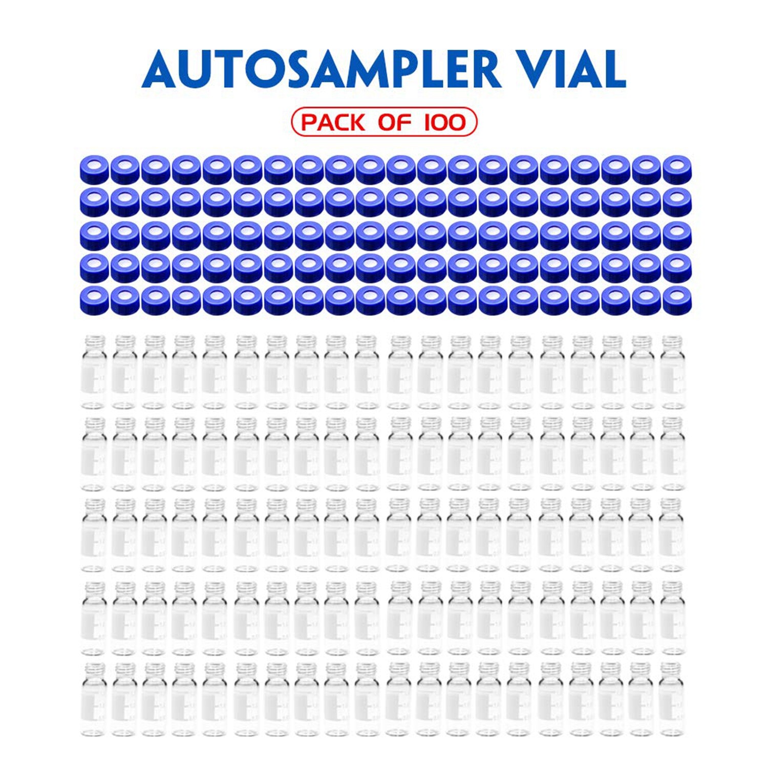 3000PCS 2ml Autosampler HPLC Clear Vials Writing Area 9-425 Screw Cap PTFE Septa