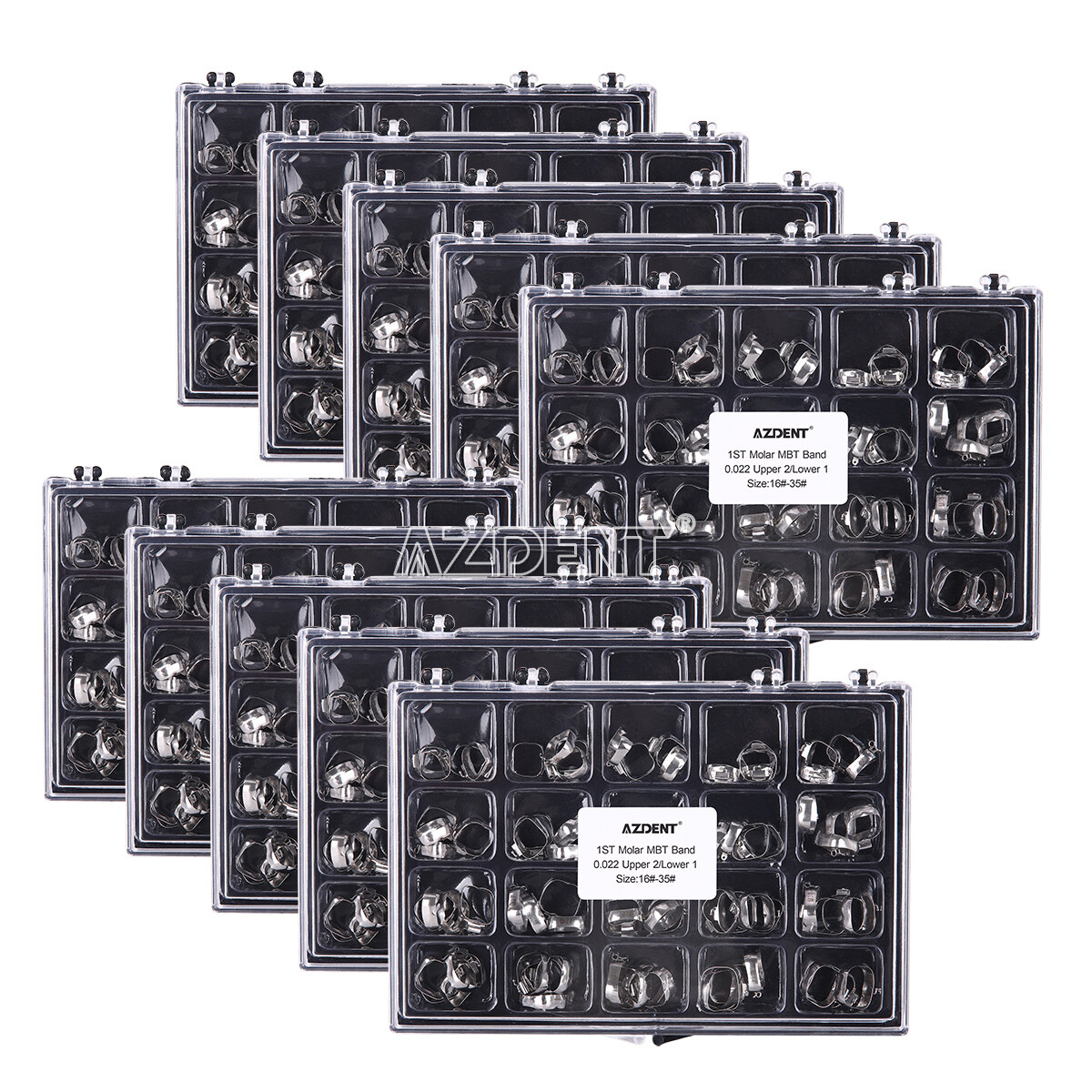 AZDENT Bandas de ortodoncia dental Tubo bucal Primer molar MBT 022 «16#-35#