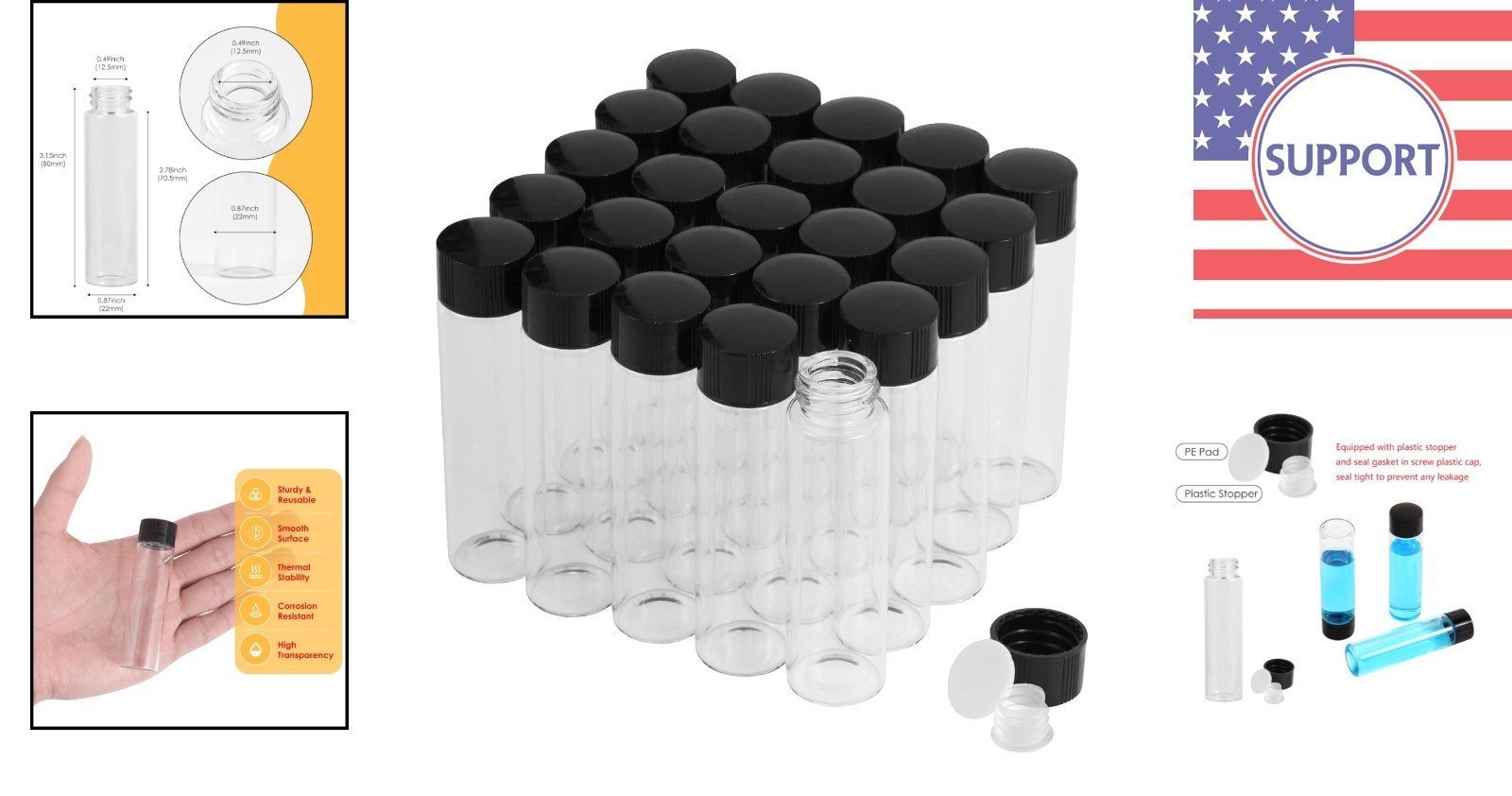 Versatile 20ml Leak-Proof Vials – 25PCS Glass with Caps for All Applications