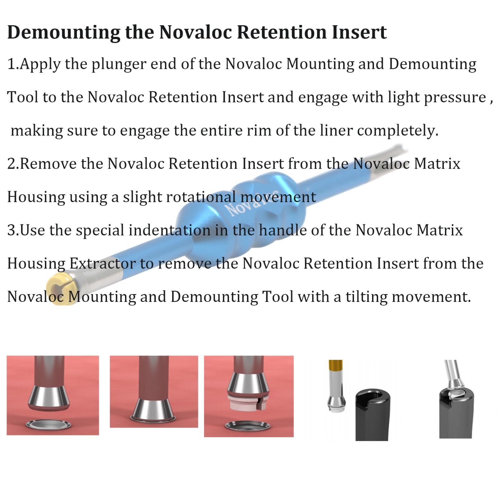 Dental Navoloc Retention Inserts Cap Mounting Demounting Tool Locator Core Tool