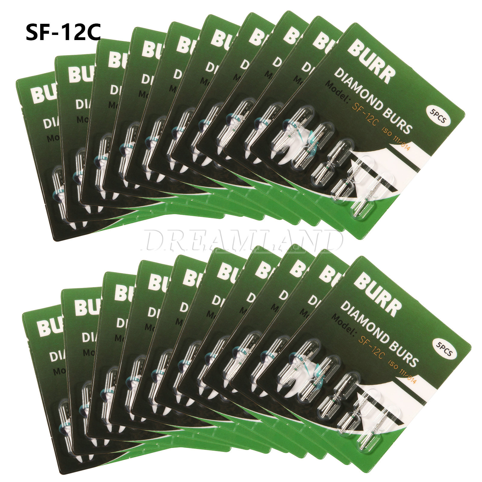 100 PCS SF-12C 837-014C Flat End Cylinder Green Coarse FG Dental Diamond Burs