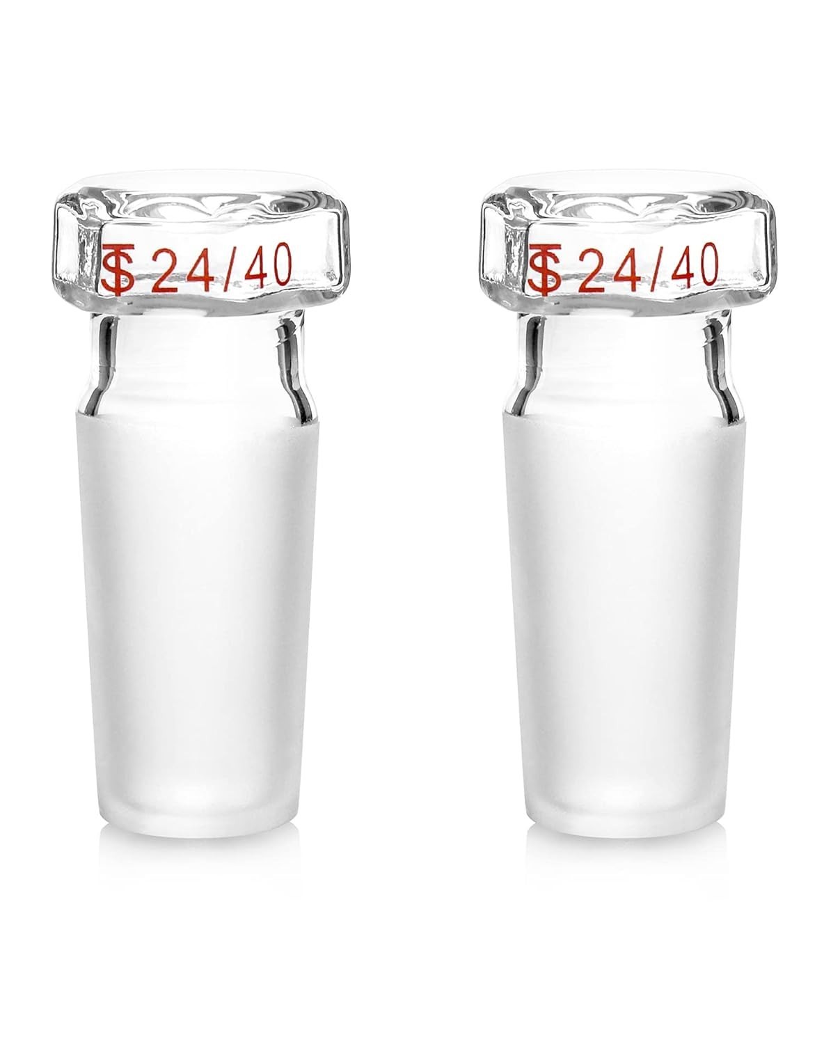 2 Pack 24/40 Hex Head Glass Hollow Stoppers Borosilicate Lab Joint Plugs Set Kit