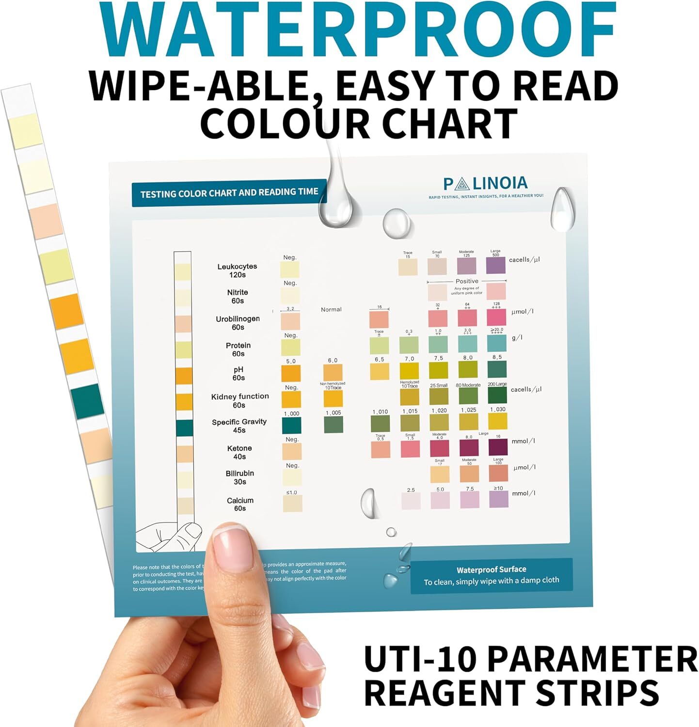 URS 10-in-1 Urine Test Strips 10 Parameters Protein pH Testing UTI, Urinalysis