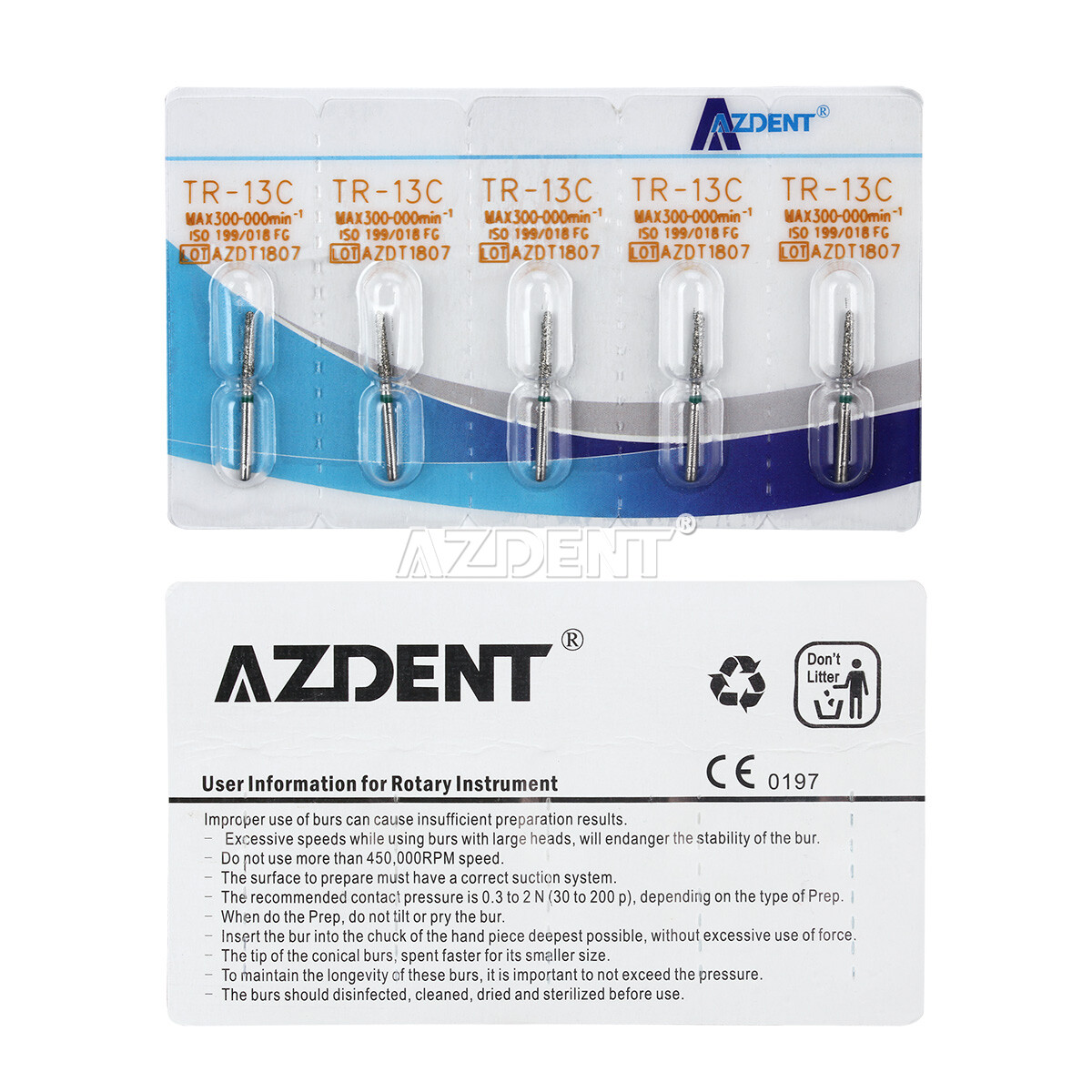 AZDENT Dental FG Burs Diamond Tungsten Carbide Drill for High Speed Handpiece