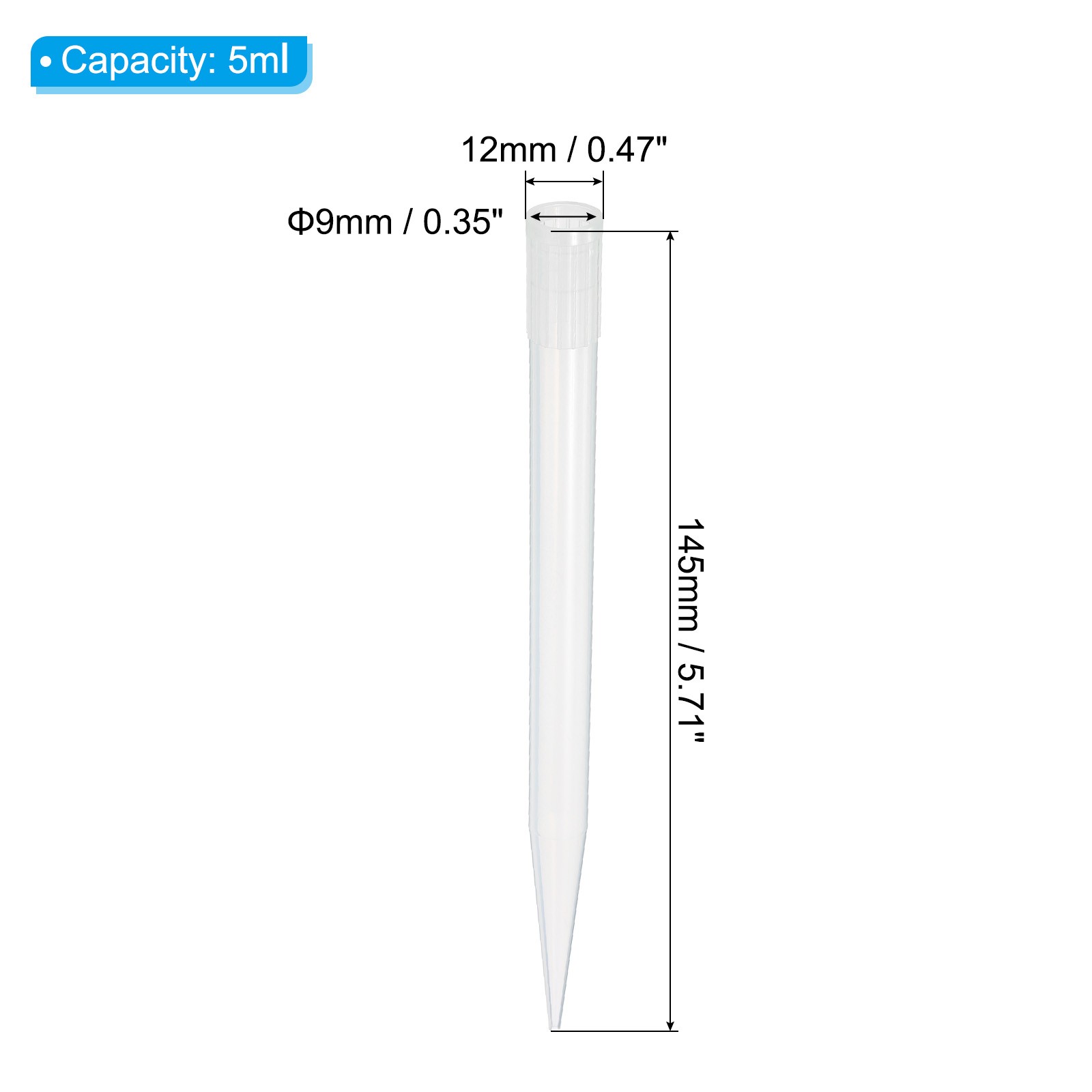 5ml Pipette Tips, 300 Pcs Plastic Autoclavable Universal, White