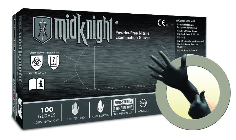 Microflex MK-296-S MidKnight Nitrile Exam Gloves Small Powder Free 100/Bx