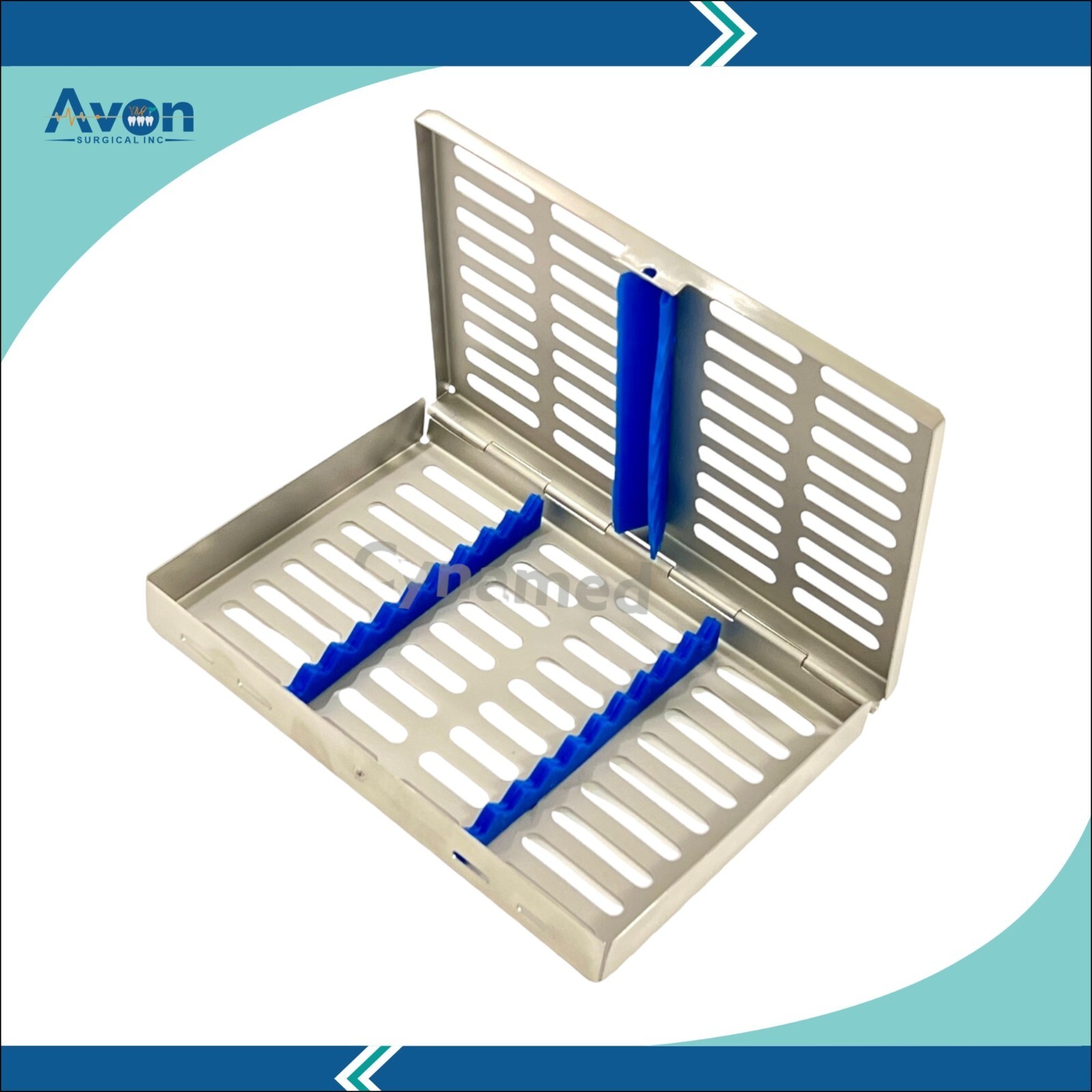 Blue Silicone Inserted Sterilization Cassette Box for 10 Instruments – Stainless