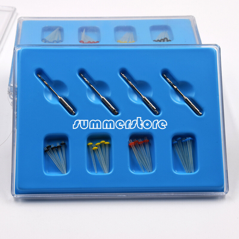20 Pcs Dental Fiber Post Quartz Straight Post 1.0mm 1.2mm 1.4mm 1.6mm + 4 Drills