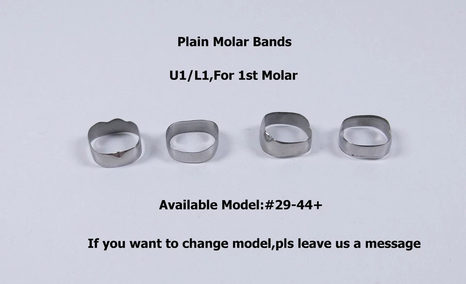 4/pk Dental Orthodontic 1st Plain Molar Bands Roth 022 #29-44+ Without Tube