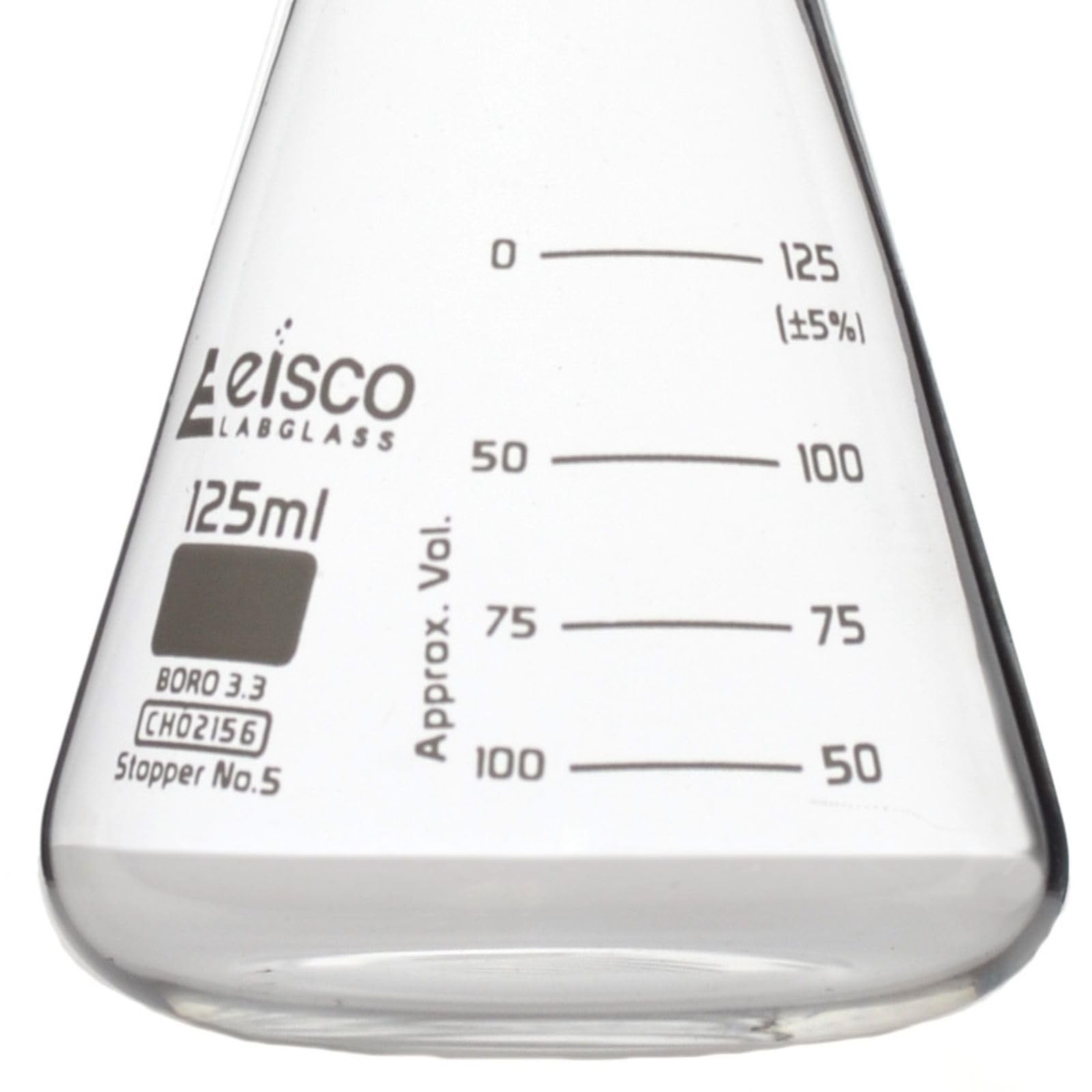 EISCO Erlenmeyer Flask, 125mL – ASTM, Dual Graduated Scale –
