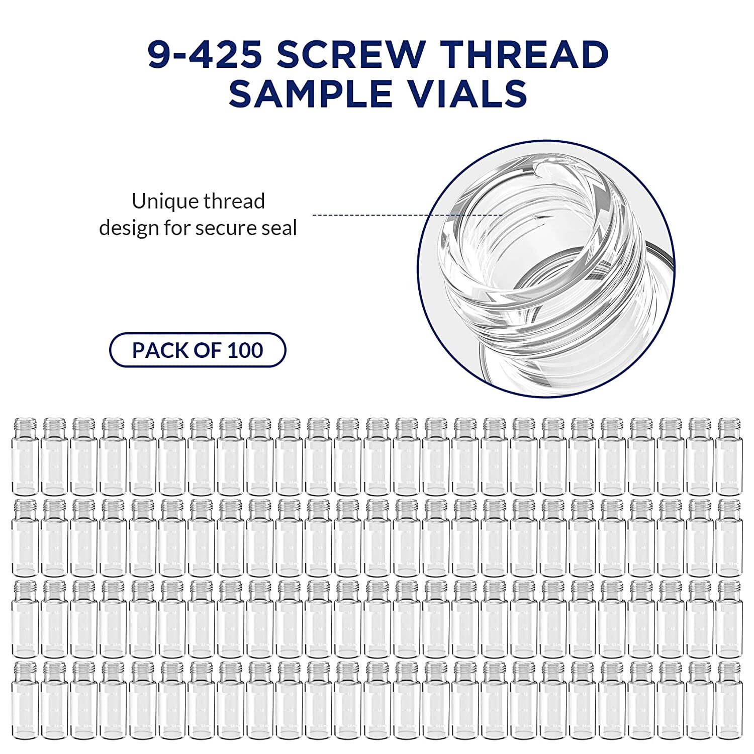 2mL Autosampler Vials &Caps,HPLC Vials,9-425 Clear Glass Vial &Screw Caps 1000pk