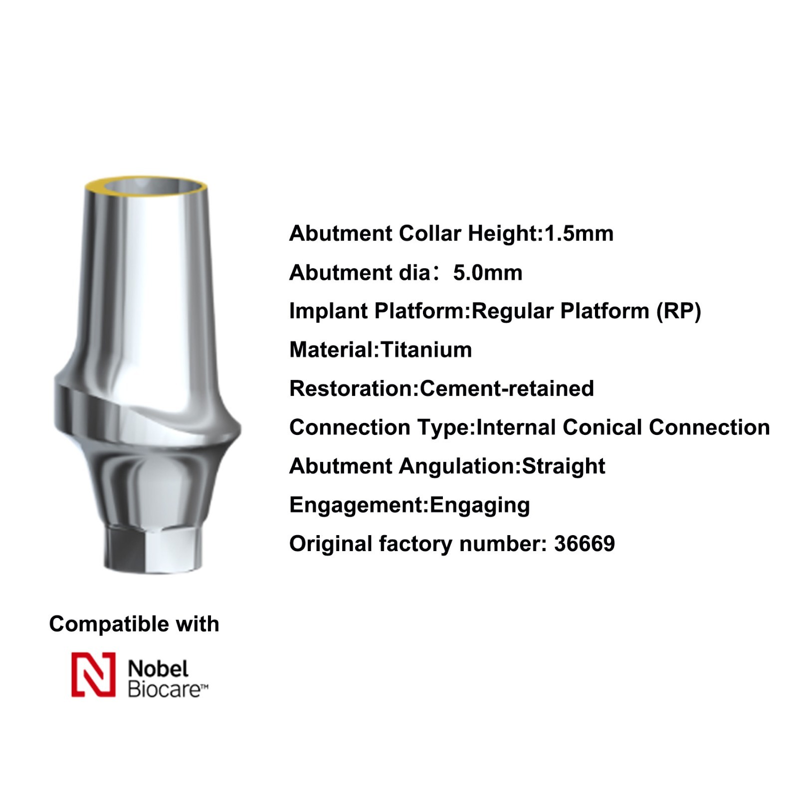 Dental Esthetic Abutment Conical Connection NP/RP/WP fits Nobel Active &CC Plat