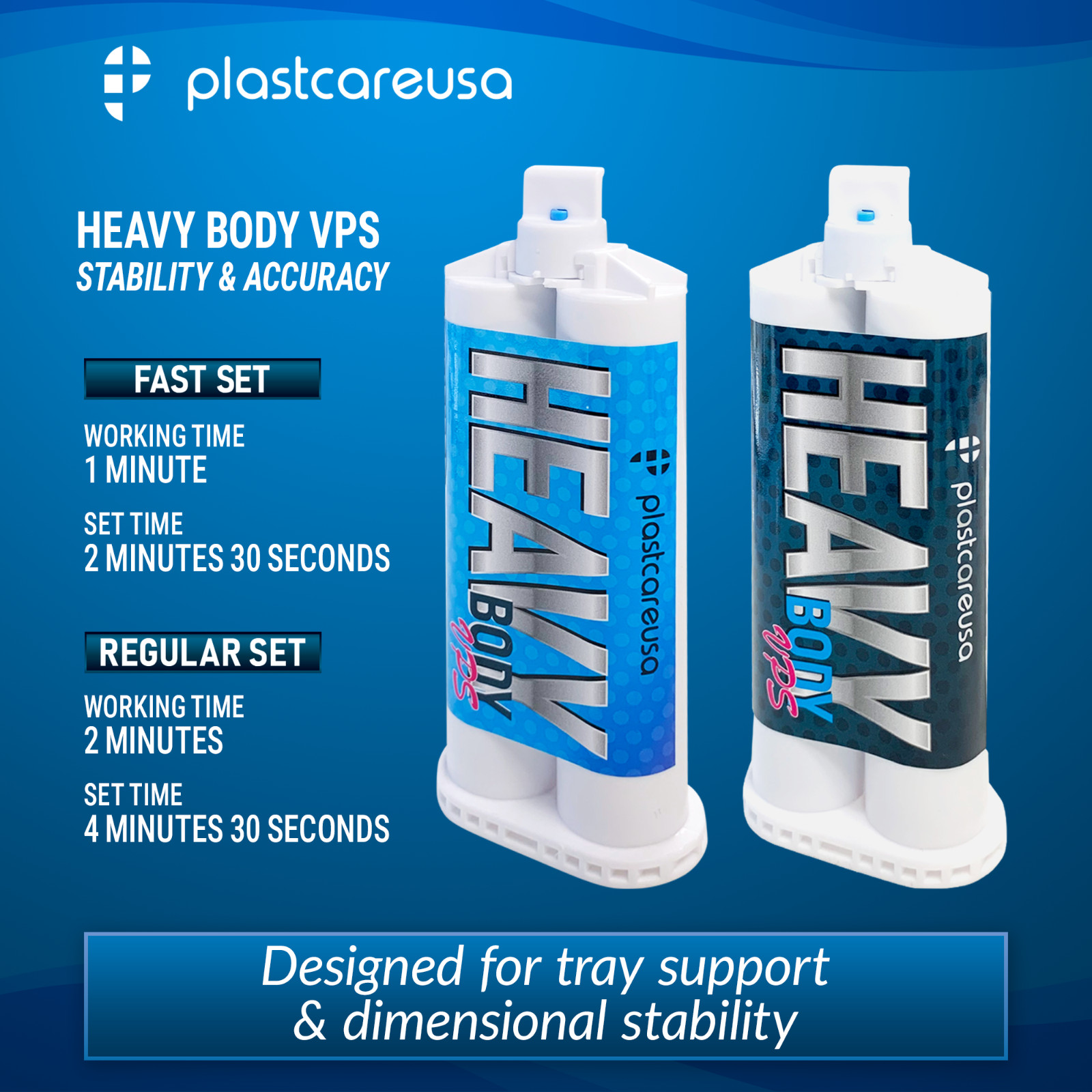 Heavy Body VPS Impression Material – Regular Set | 4 x 50ml Cartridges & 8 Tips