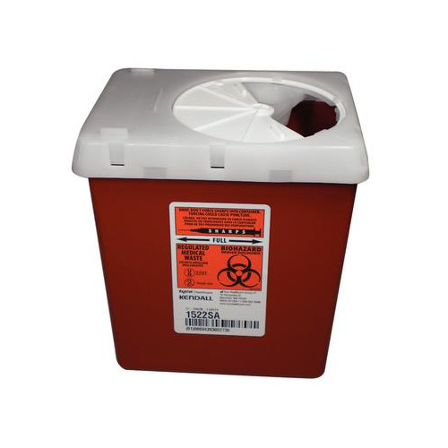 Kendall Healthcare 1522SA Phlebotomy Sharps Container 2.2 Quart Red