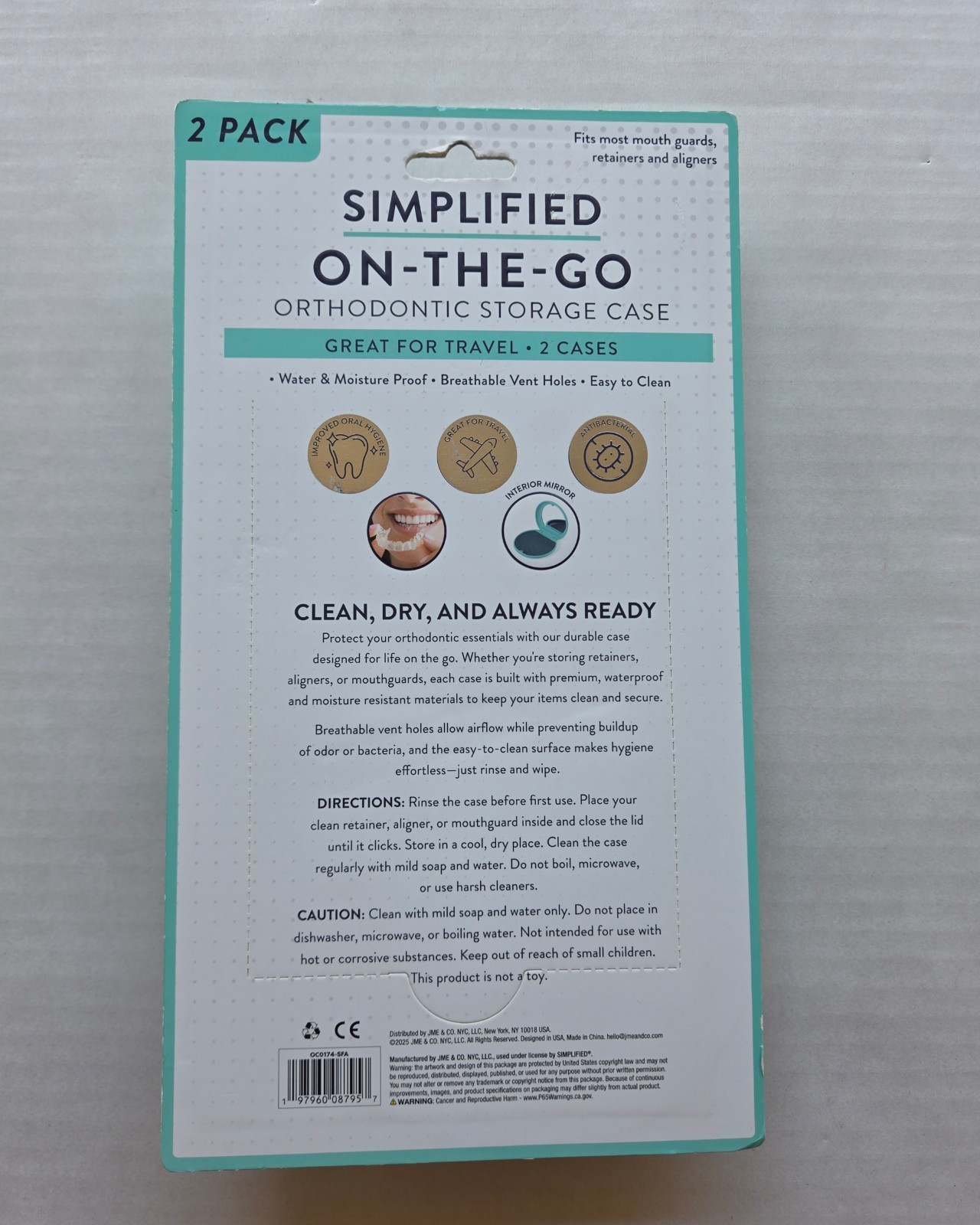 Simplified On-The-Go Orthodontic Storage Case – 2-Pack – Great For Travel