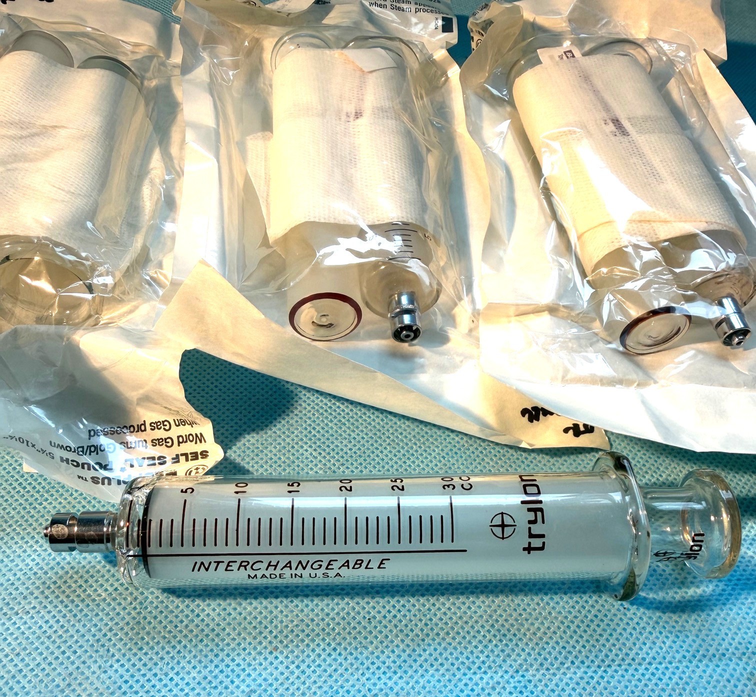 Trylon 30cc Glass syringe with luer lock tip, set of 5
