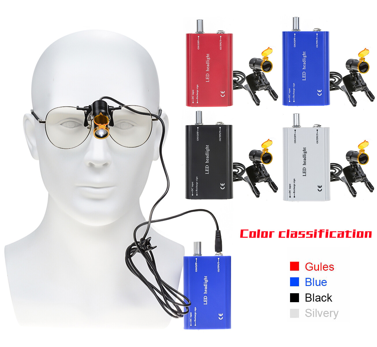Dental 5W PlasticClip Waist-Hang LED Headlight High Power+Light Shield Shade 008