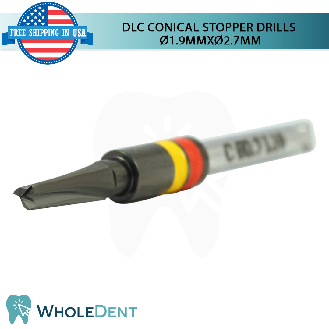 DLC Conical Integral Stopper Drill Ø1.9XØ2.7 Dental Im plant Tool Instrument