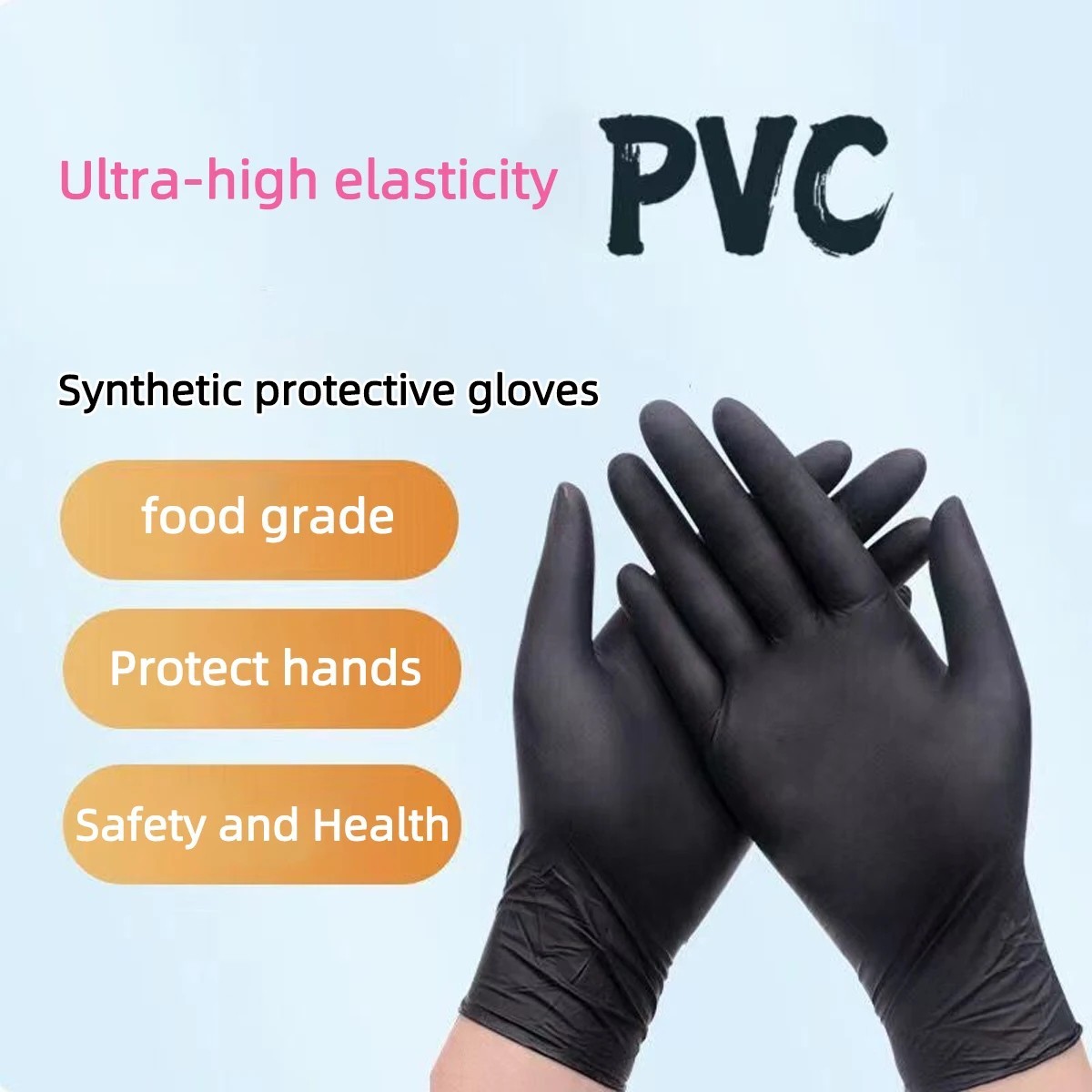 Disposable Nitrile Exam Gloves, 5 Mil Black, Powder-Free Heavy Duty Clean Glove