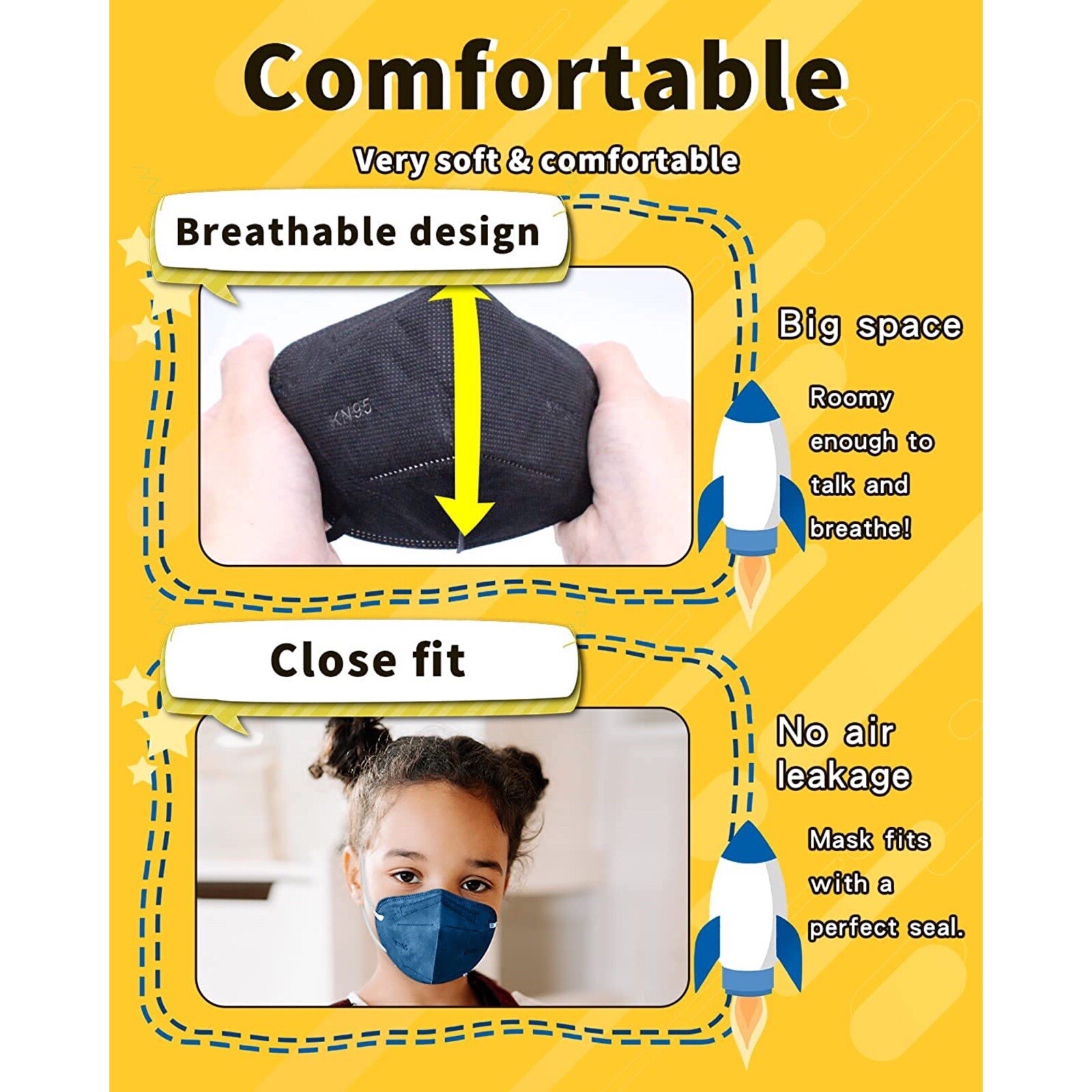 KN95 Colored Soft Comfortable Small Mask With Adjustable Nose Clip Mulitcolor