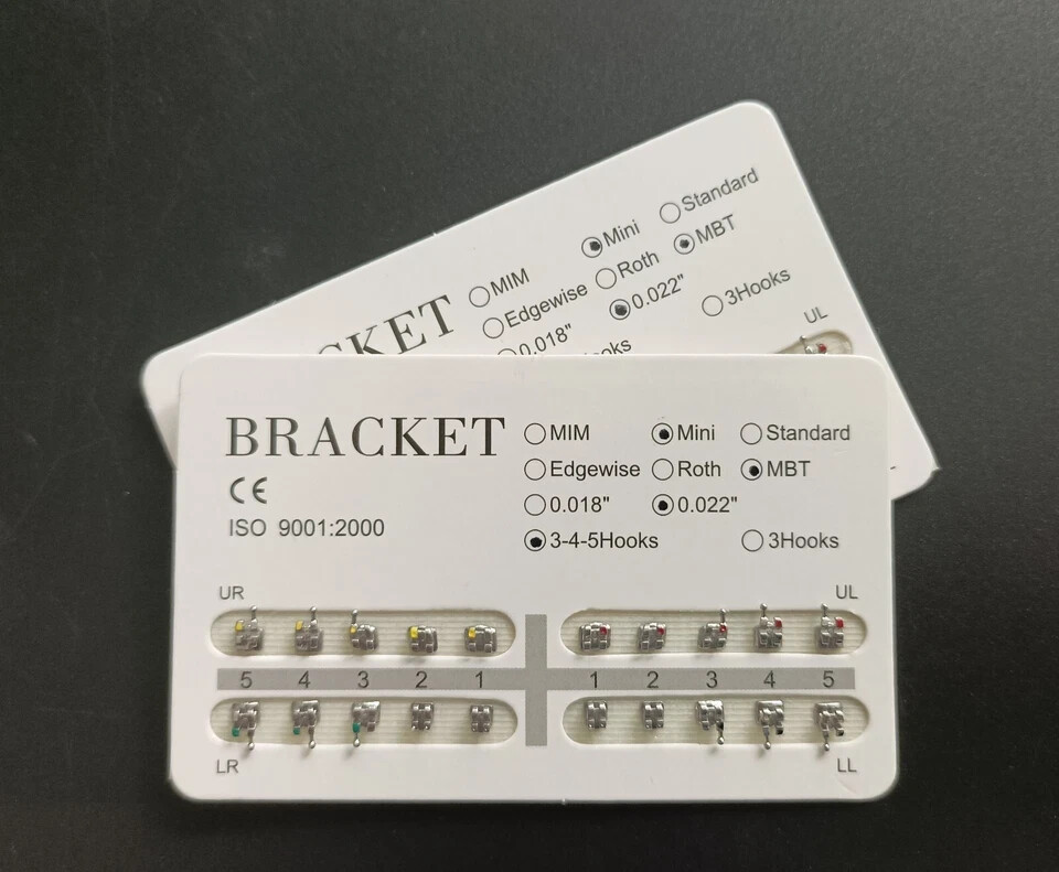 100Sets Dental Orthodontic Brackets Braces Metal Min MBT .022 Hook 3 4 5 Hooks