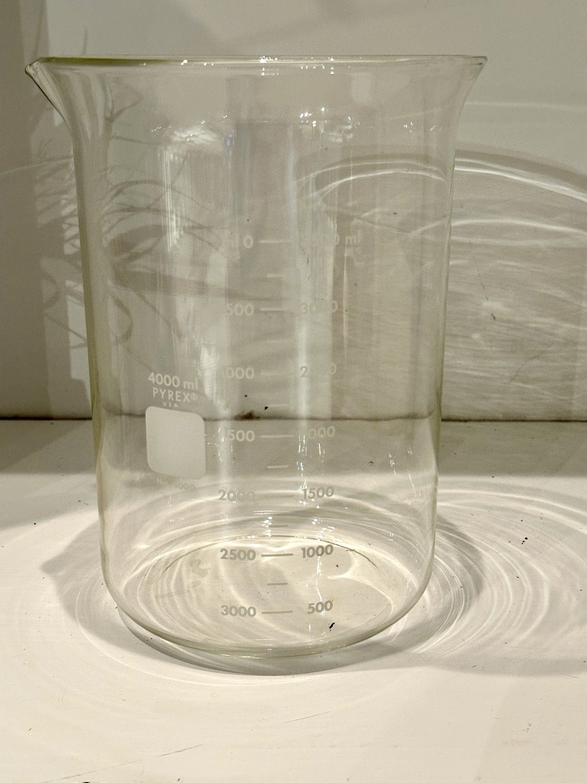 PYREX No. 1000 4000mL 4L Griffin Glass Lab Beaker Double Scale USA