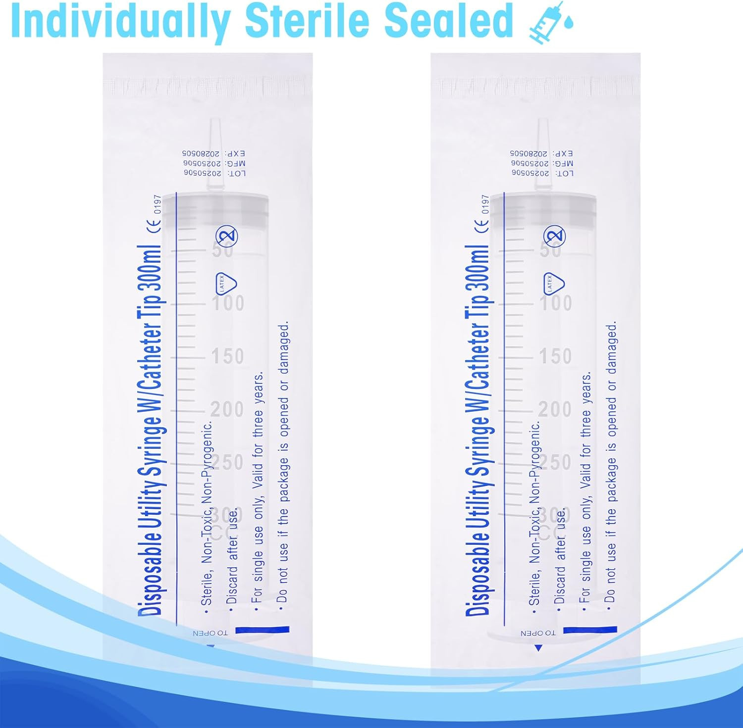 300ml Syringes without Needle for Liquid, Large Plastic Syringe with Adapter for