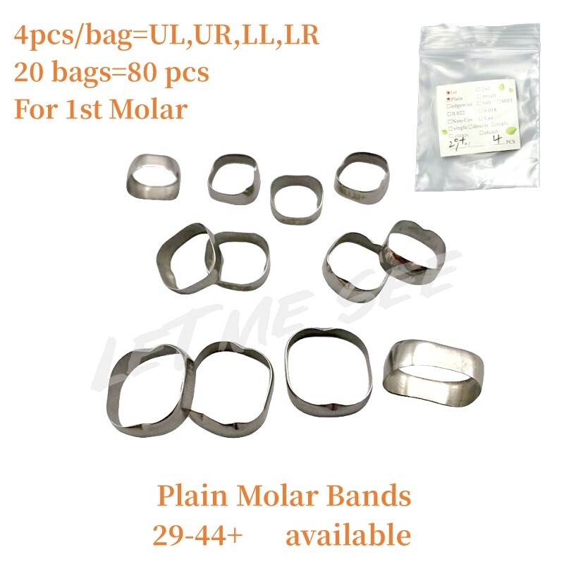 80pcs Dental Orthodontic 1st Plain Molar Band #29-44+ Stainless Steel Teeth Ring