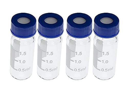 100 PCS 2ml HPLC Vials Lab Autosampler 9425 Clear Screw Cap PTFE/Silicone