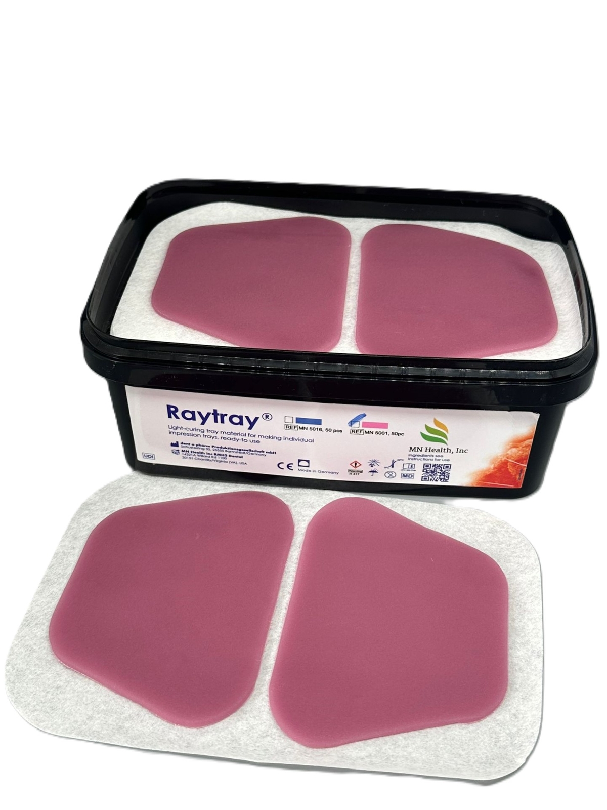 MN Health Inc. Raytray Custom Light Curing Tray, 2.4 mm Thickness, Pink, 50/ BOX