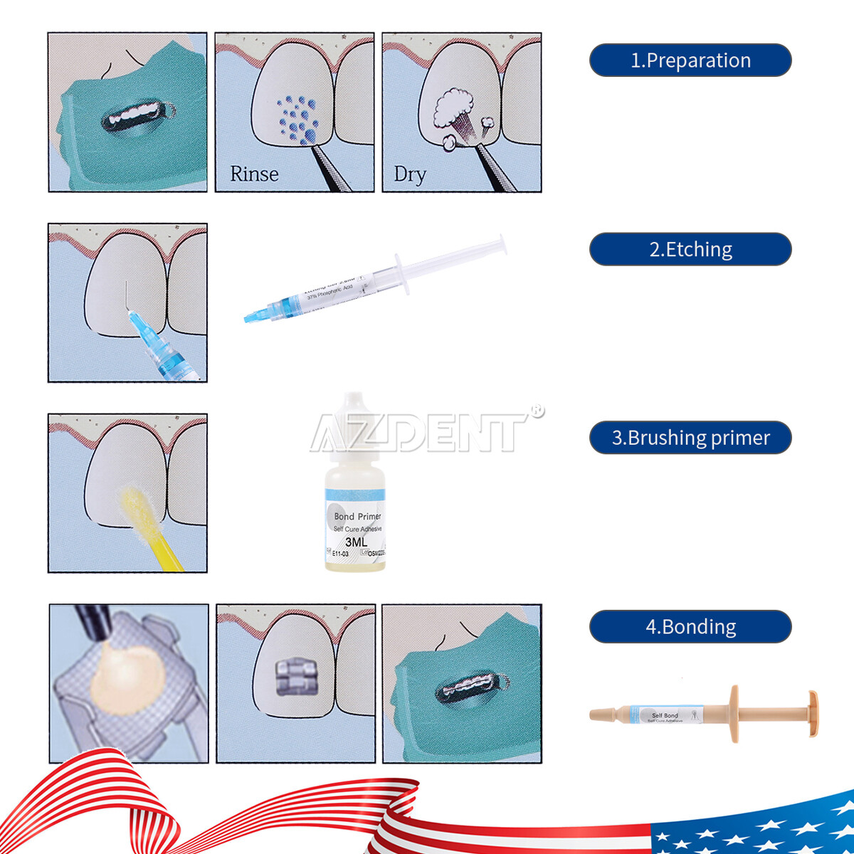 Dental Ceramic Brackets Roth.022 Hooks 345/Orthodontic Braces Bonding Adhesive