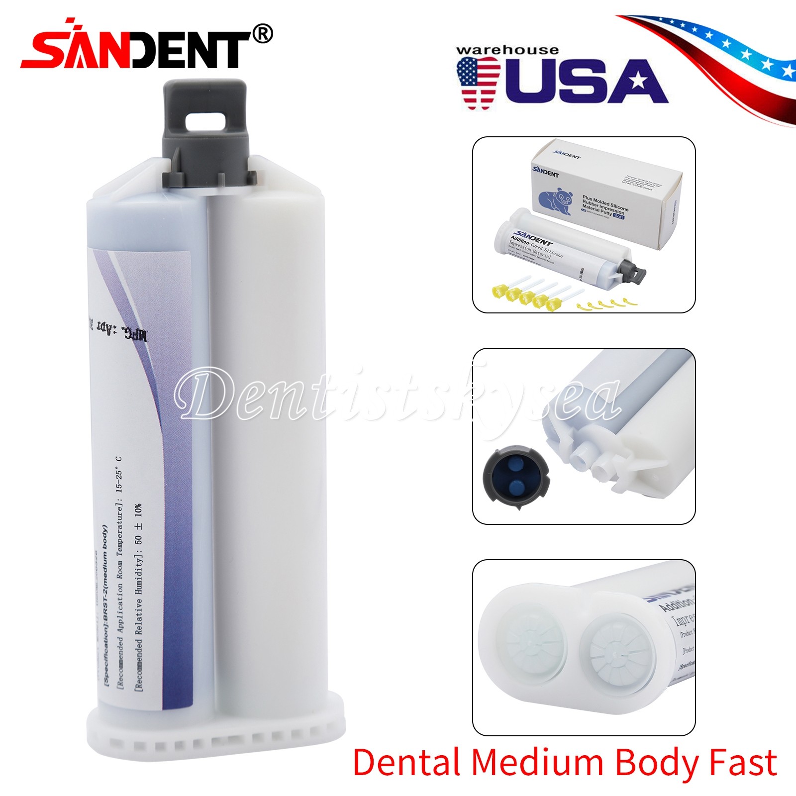 4Packs Dental Impression Material MEDIUM Body Fast Set VPS PVS Cartridges 50ML