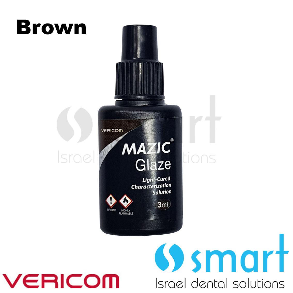Dental lab acrylic composite LC shade color liquid 3ml Mazic Glaze Vericom Brown