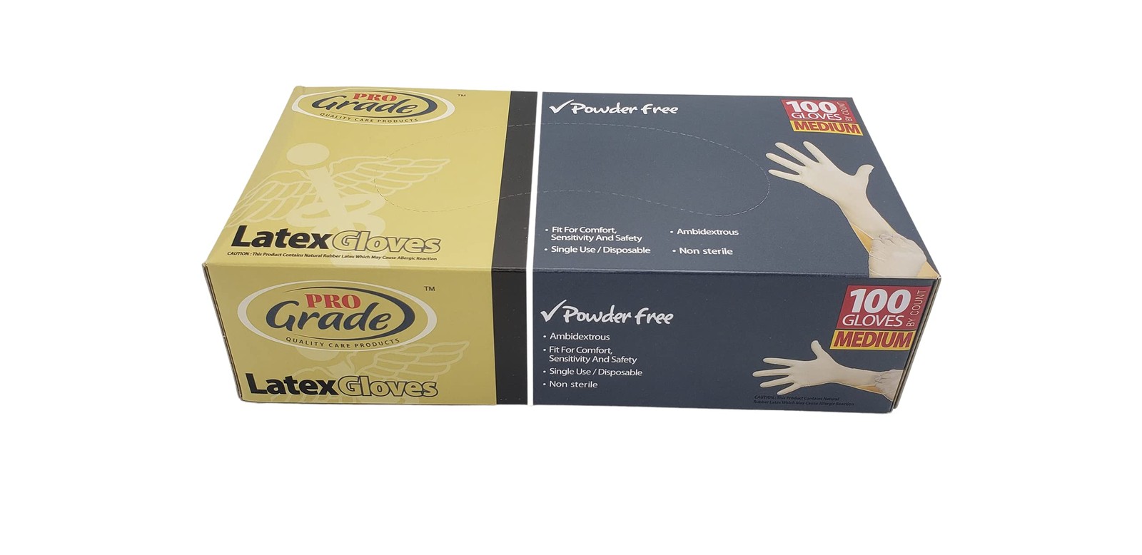 Pro Grade Latex Gloves, Powder Free, Medium, 100 Count