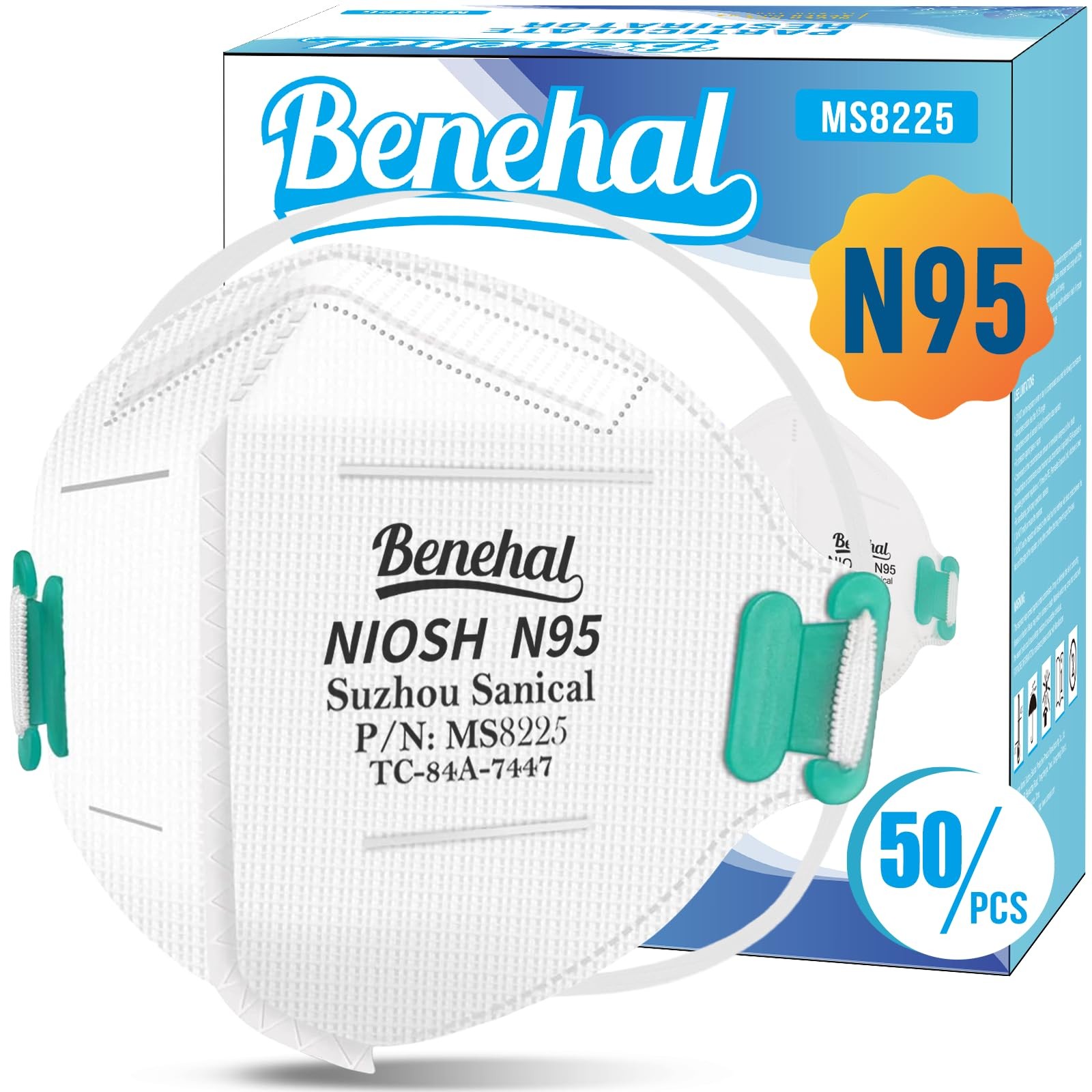 N95 Face Mask,50 Pack NIOSH Certified N95 Disposable Respirator 5Ply Safety B…