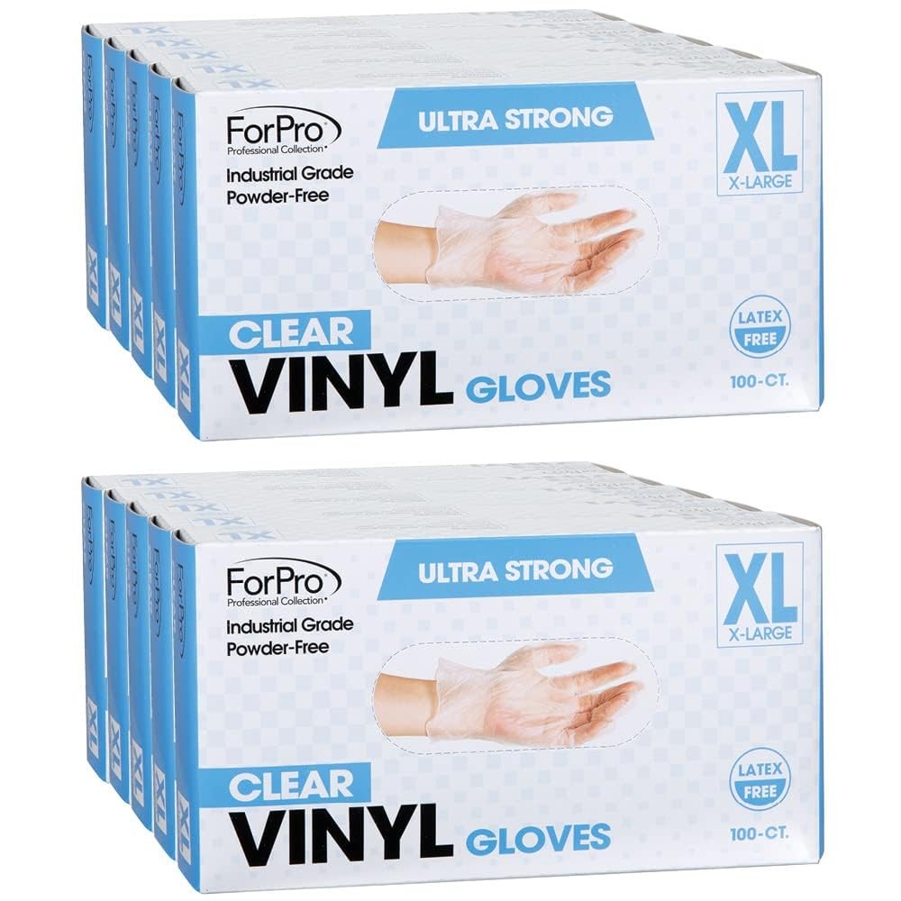 X Large Pack of 1000 Clear Vinyl Protective Gloves Industrial Grade Disposable