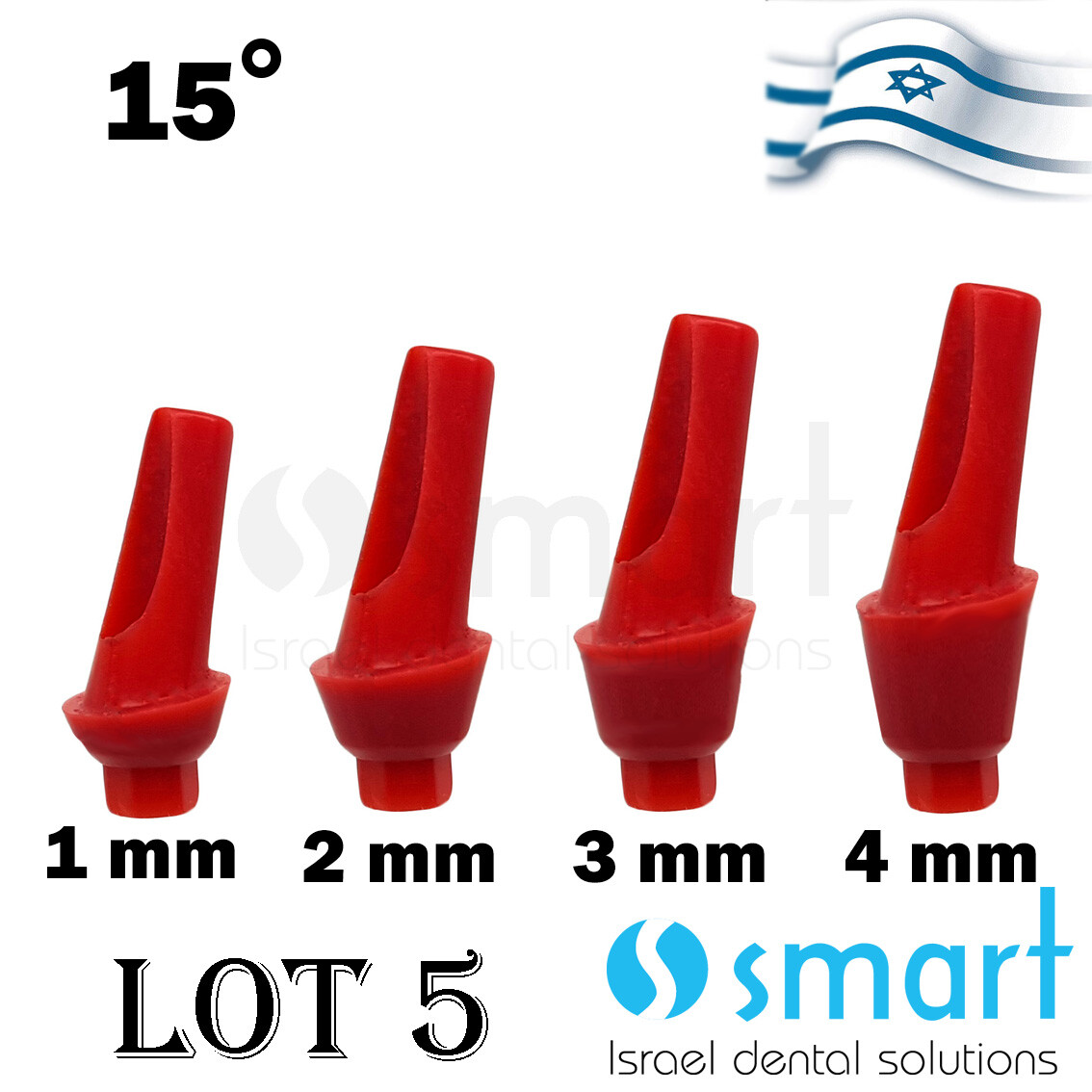 Lot X 5 Angulated Anatomic Plastic Castable Abutment 15 deg 1-4mm