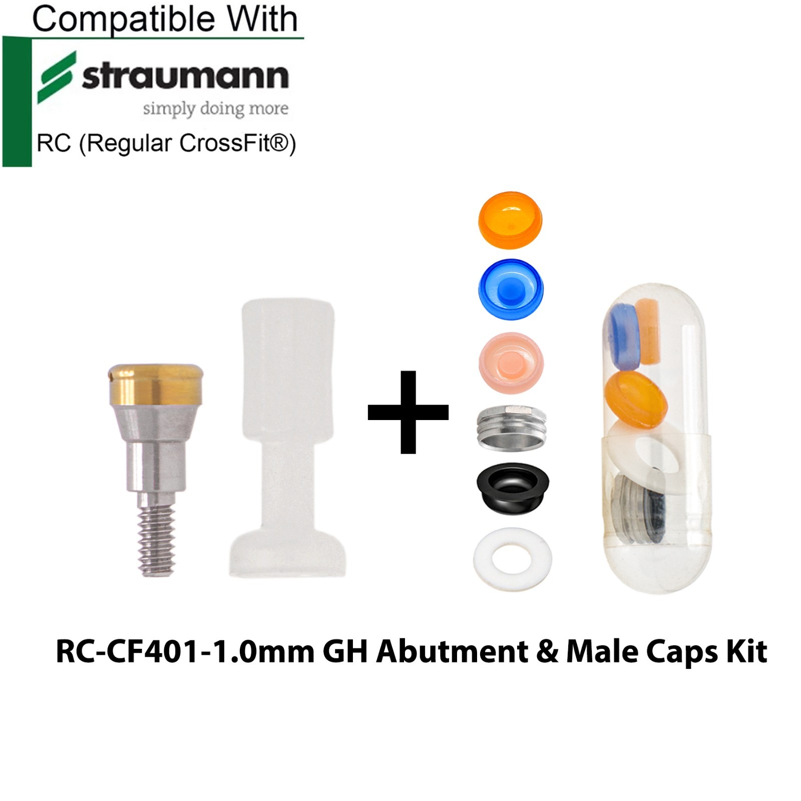 Dental Locator Abutment Compatible STRAUMANN Bone Level NC/RC & Male Caps Kit
